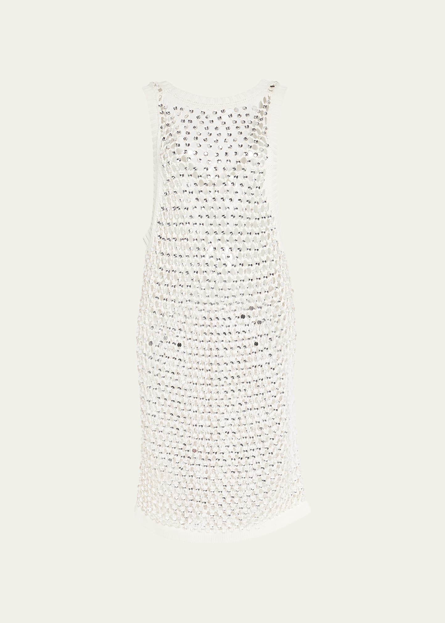 Diotima Strass Crochet Sleeveless Dress In Taupe