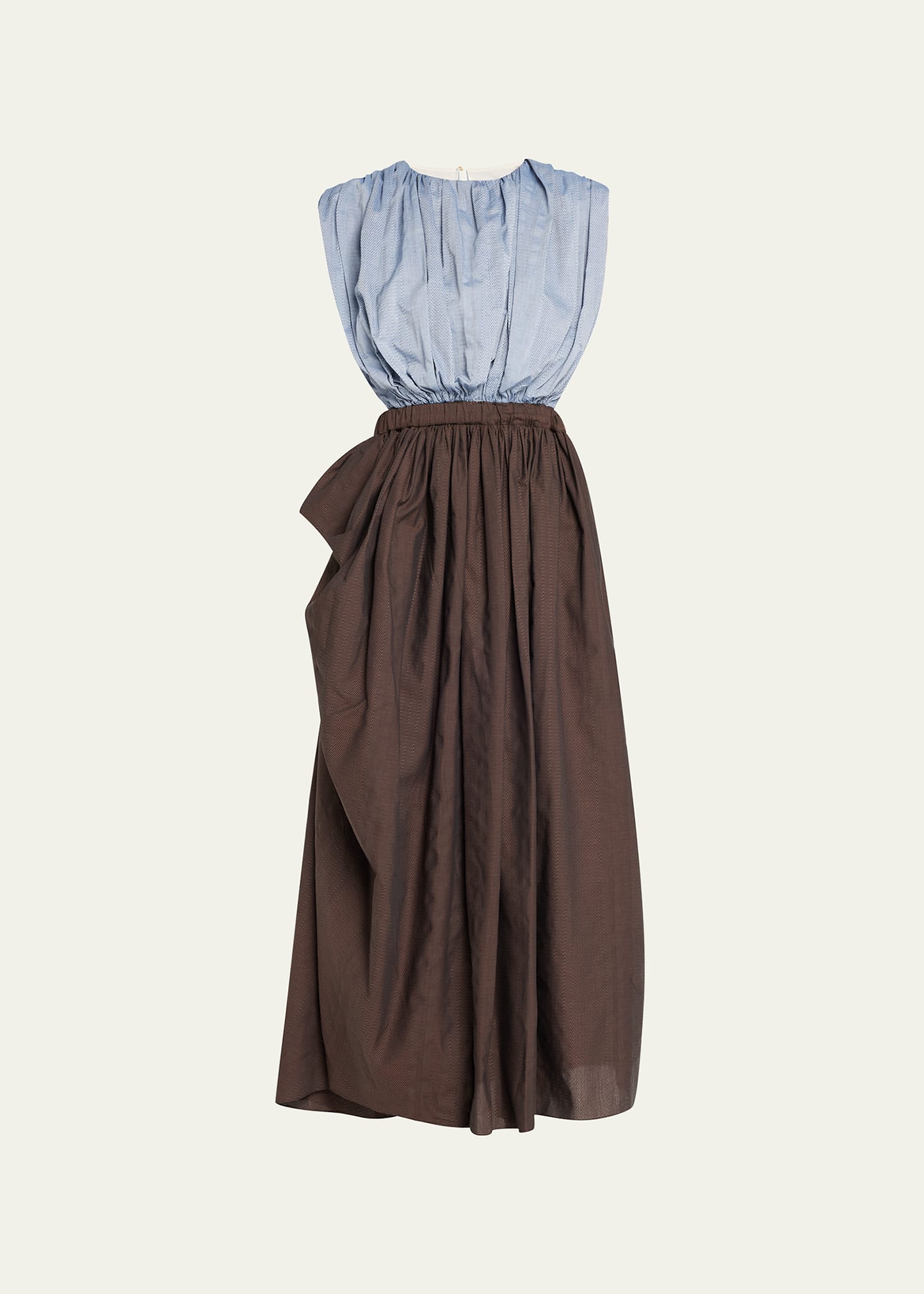 DIOTIMA Mixed Motif Midi Dress with Bustle Detail