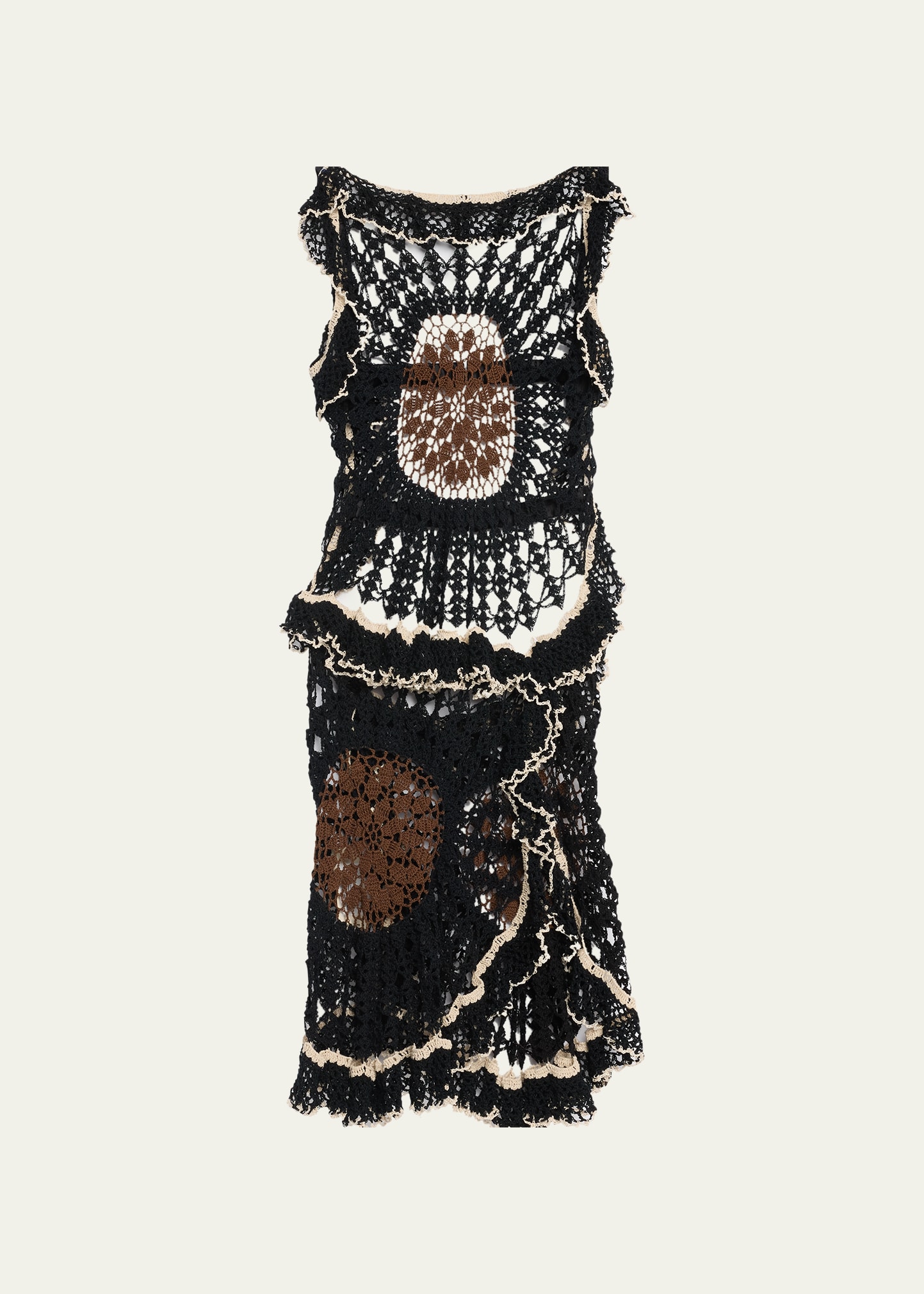 Crochet Flounce-Trim Dress