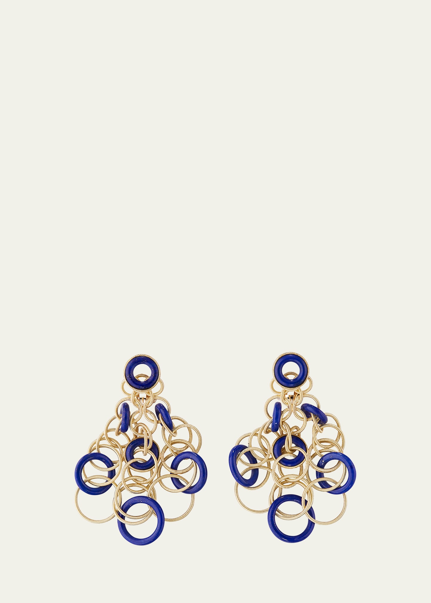 Hawaii 18K Gold Pendant Earrings with Lapis Lazuli, 5cm