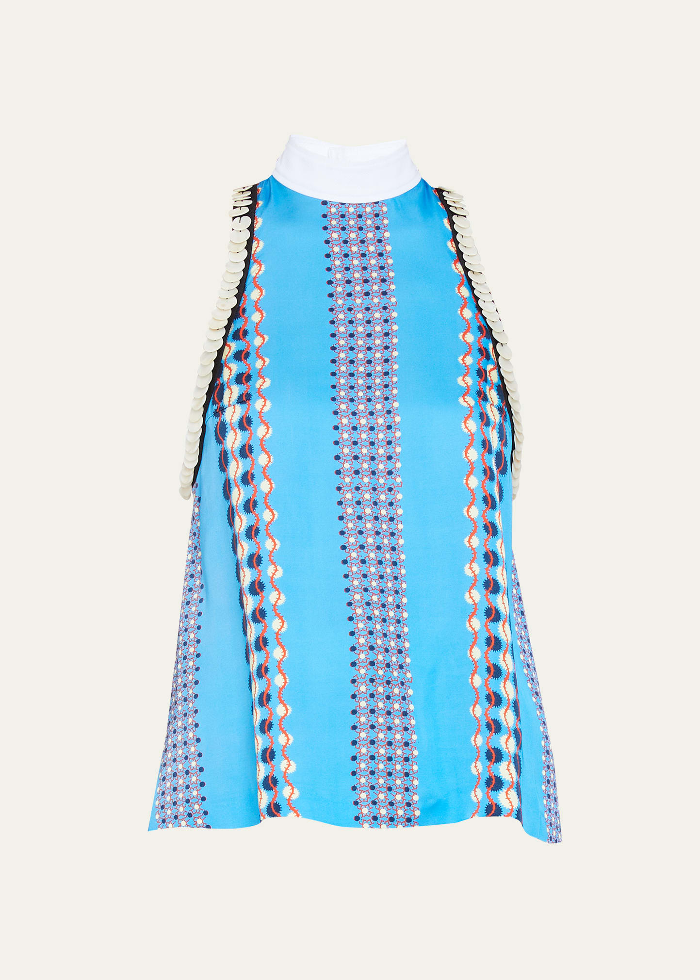 Wales Bonner Chari Printed Top In Blue Multi