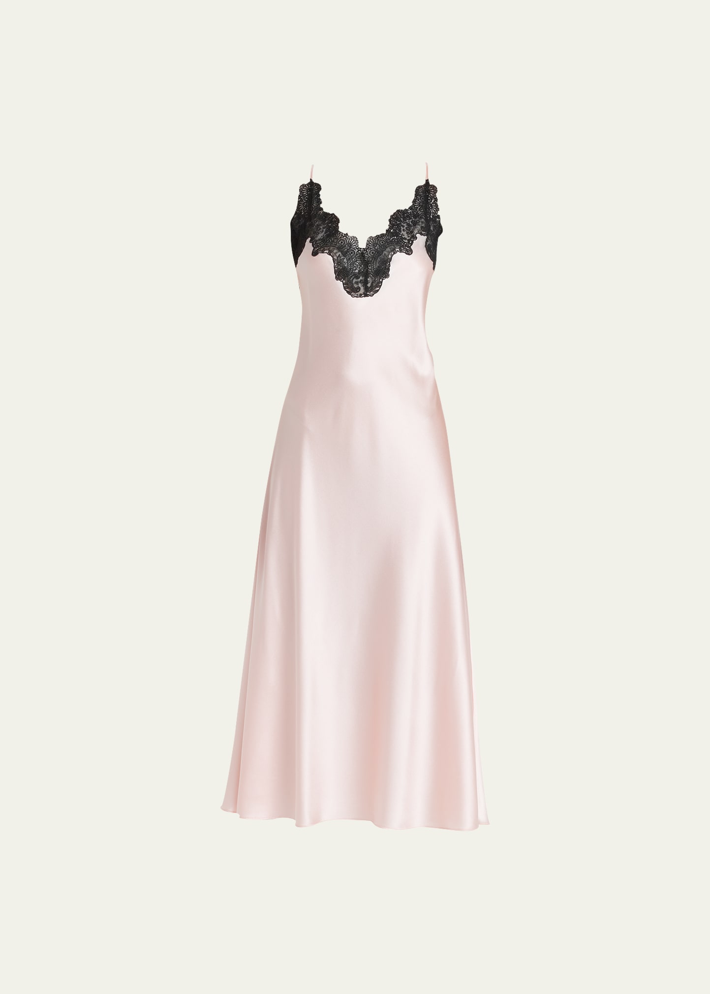 Christine Lingerie Lace-Trim Silk Nightgown