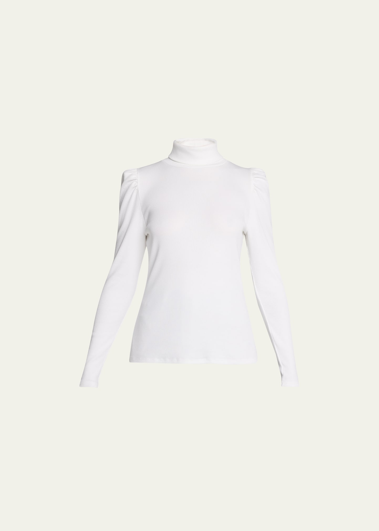 Veronica Beard Jeans Cedar Puff Sleeve Turtleneck In White