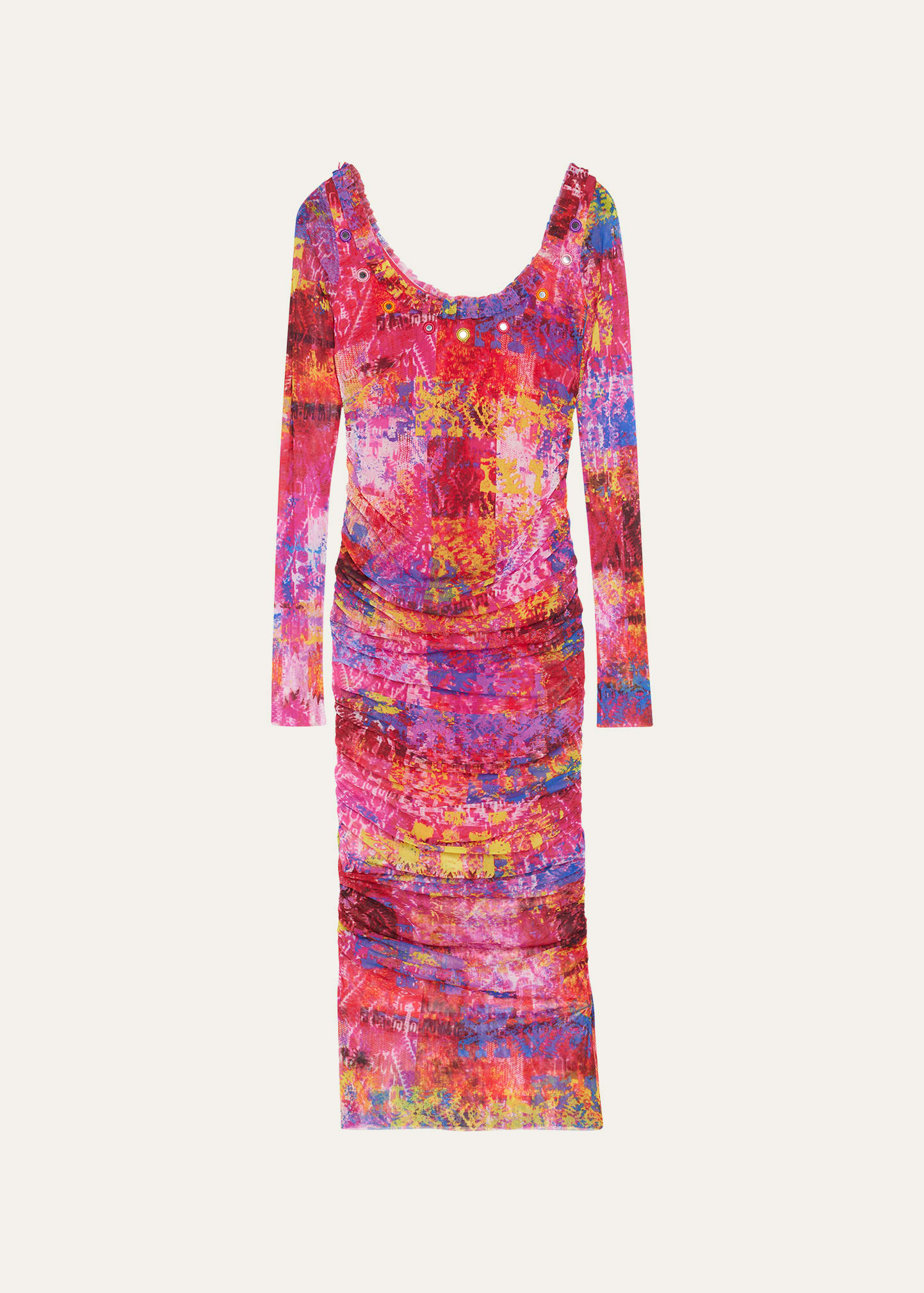 Priyanka Embroidered Ruched Midi Dress