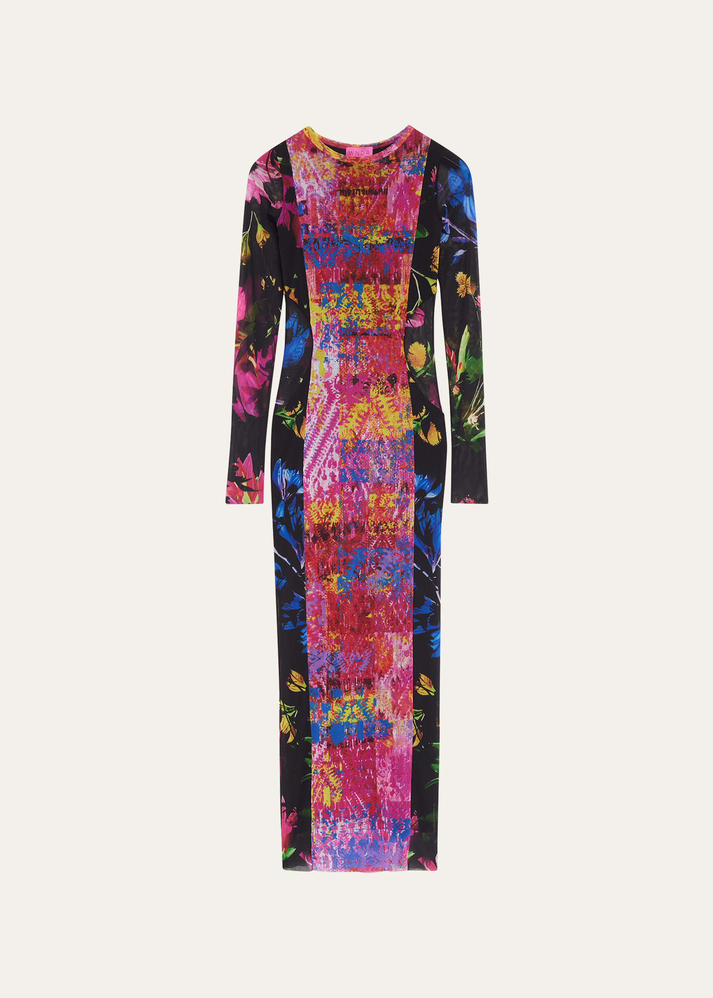 Priya Patchwork Long-Sleeve Maxi Dress