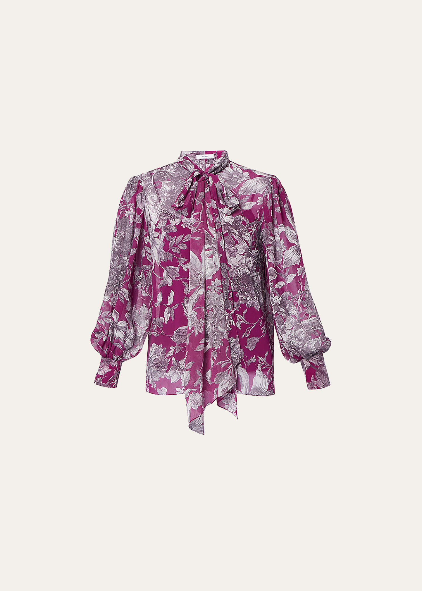 Floral Tie-Neck Silk Blouse