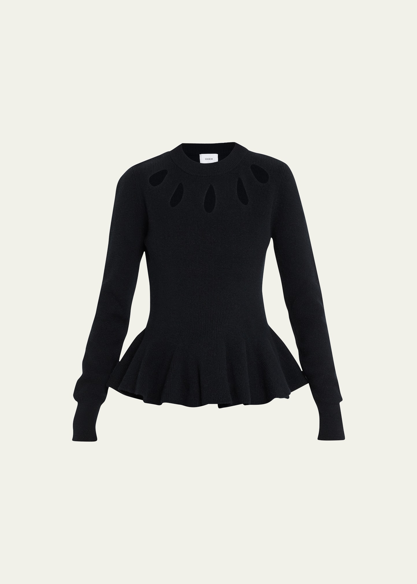 Cutout Peplum Wool Sweater