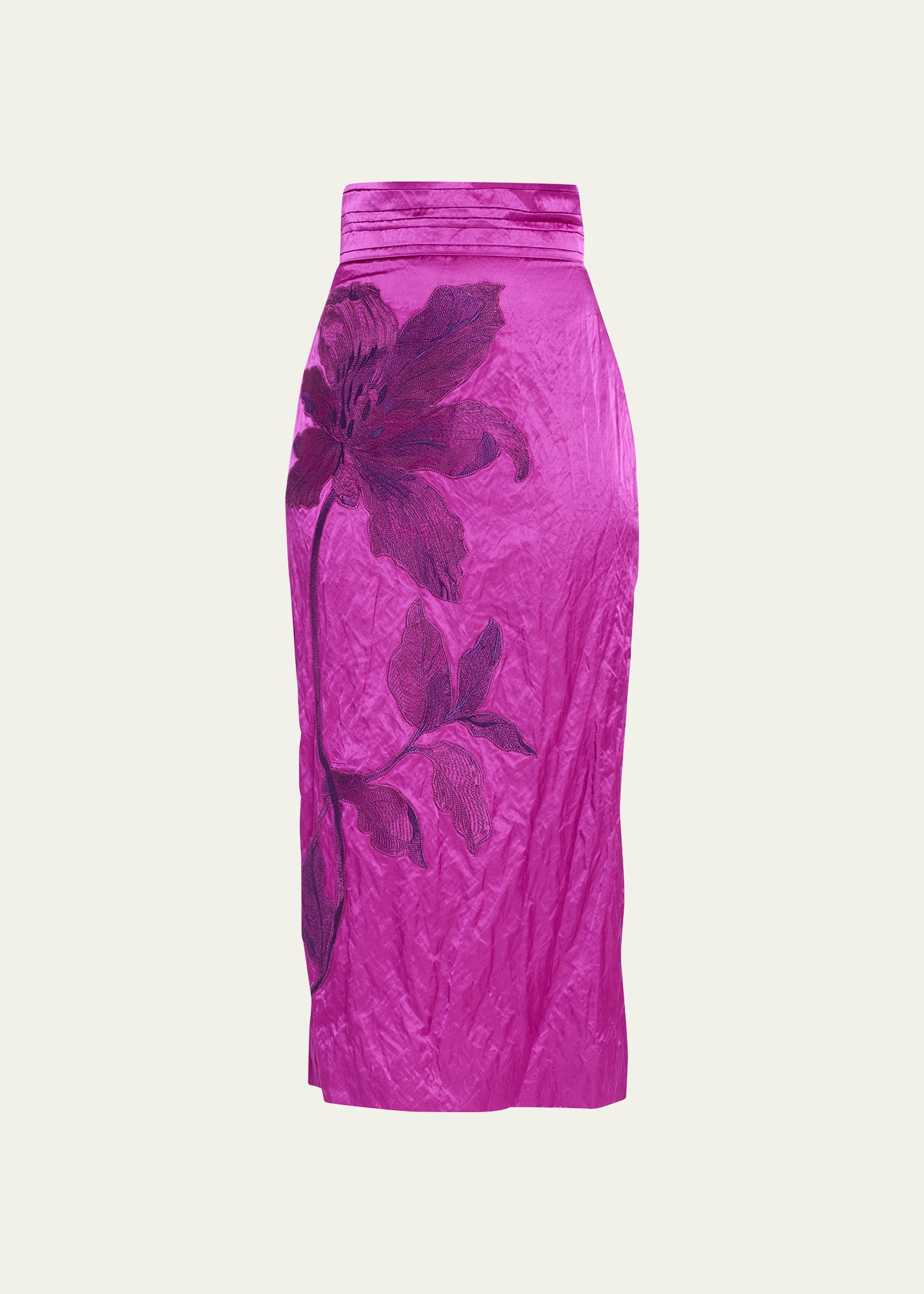 Floral-Embroidered Pencil Skirt