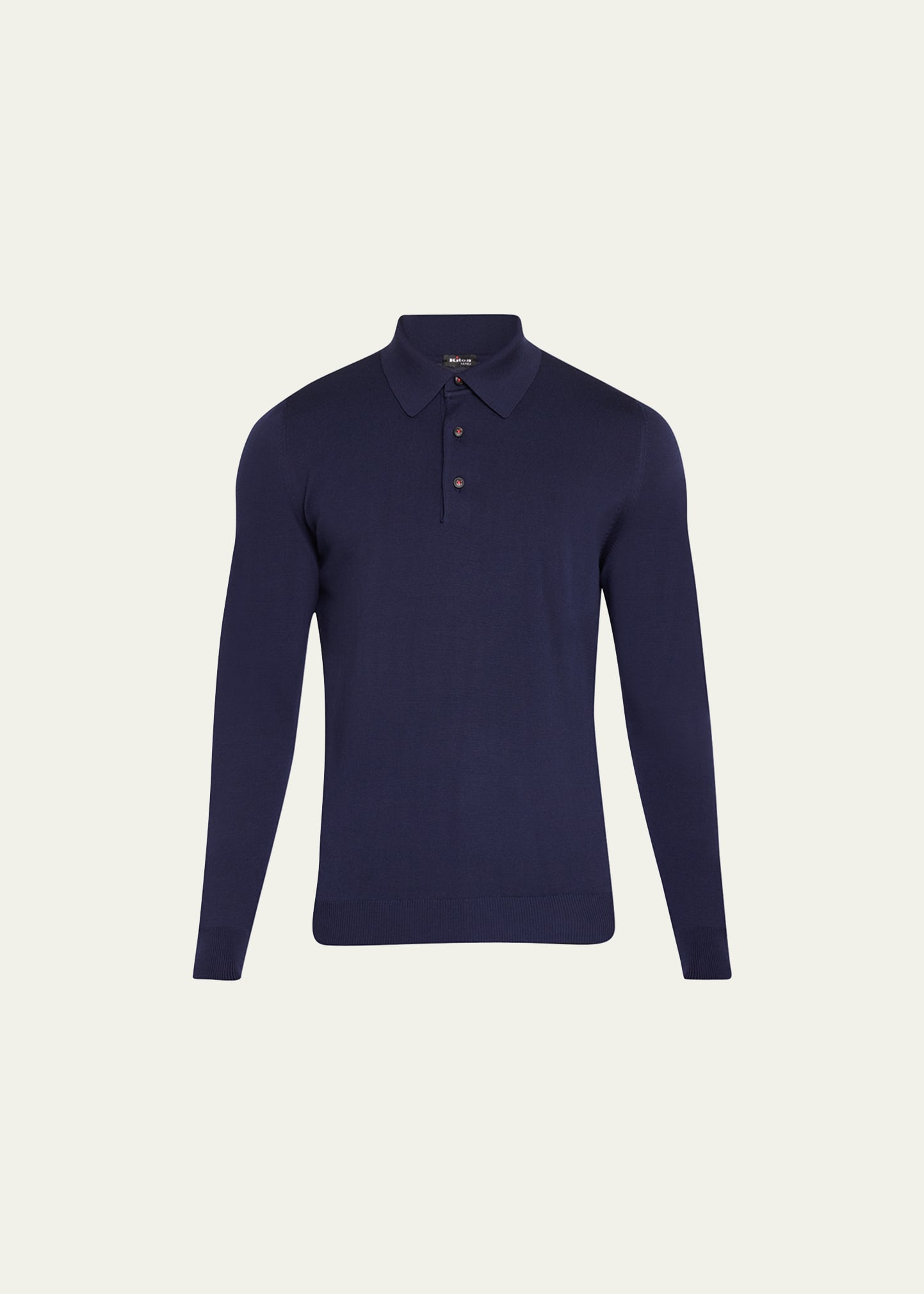 Kiton Men's Wool Polo Sweater In Navy