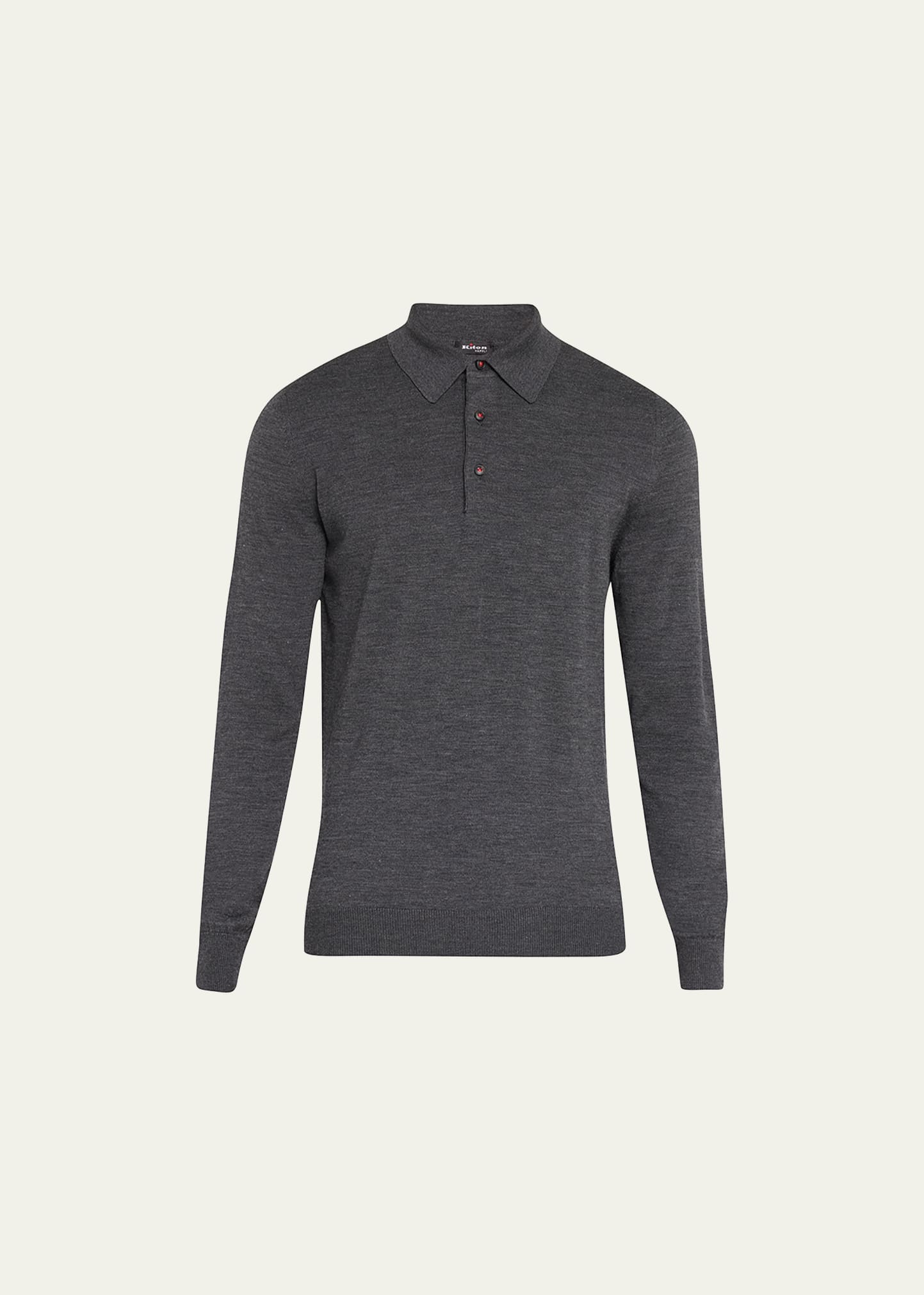 Kiton Men's Heathered Wool Polo Sweater In Gry