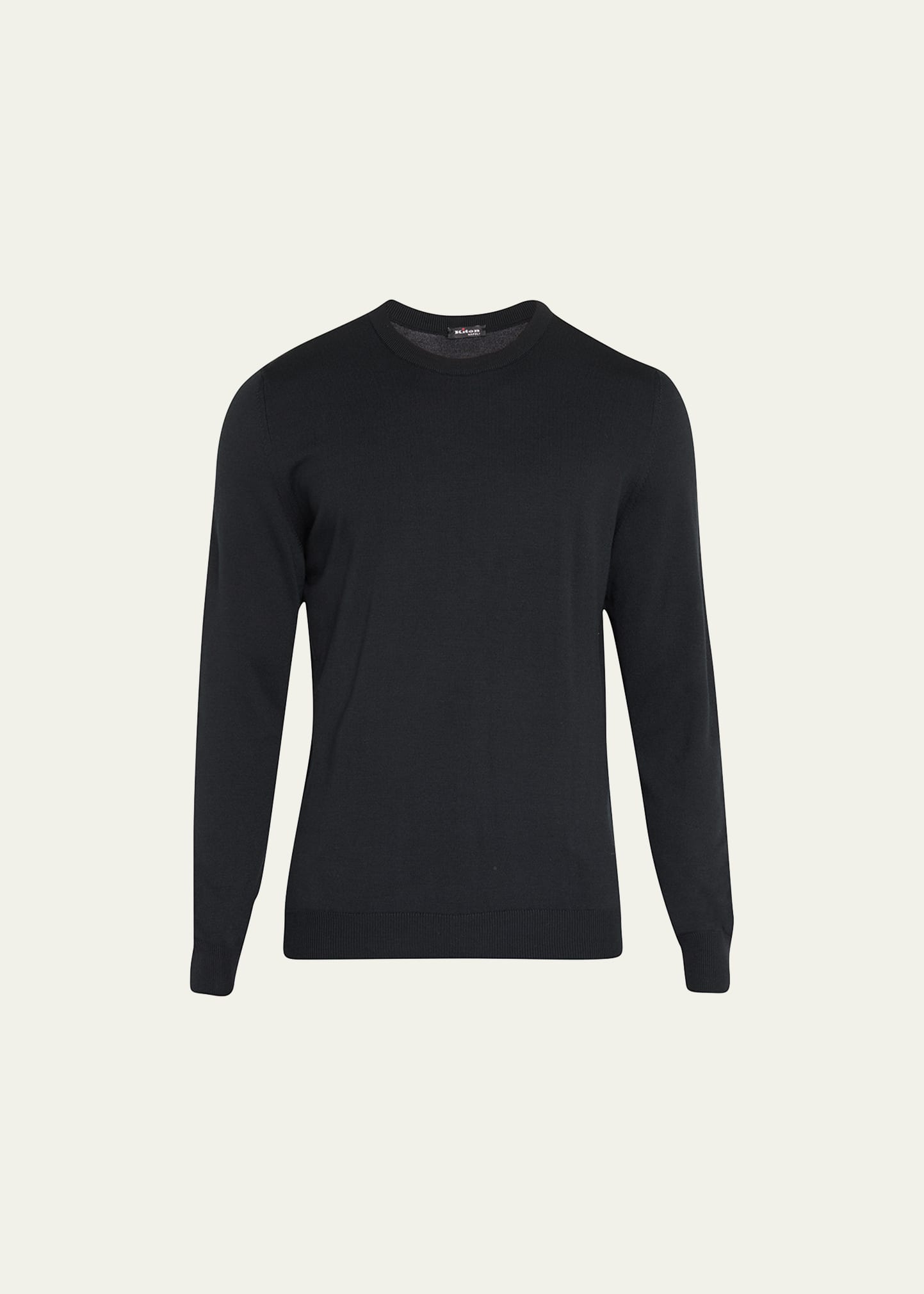 Kiton Men's Wool Crewneck Sweater In Blk