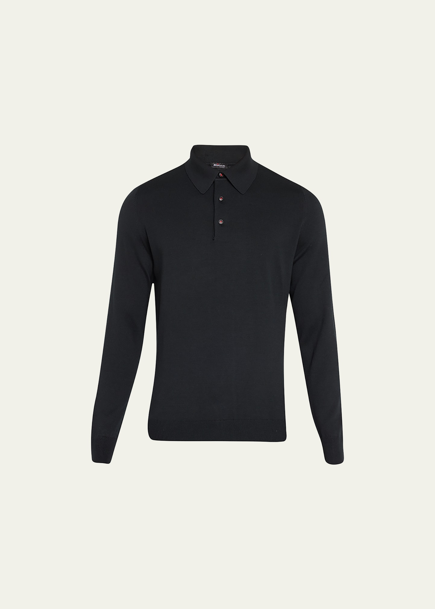 Kiton Men's Cashmere Polo Sweater In Blk