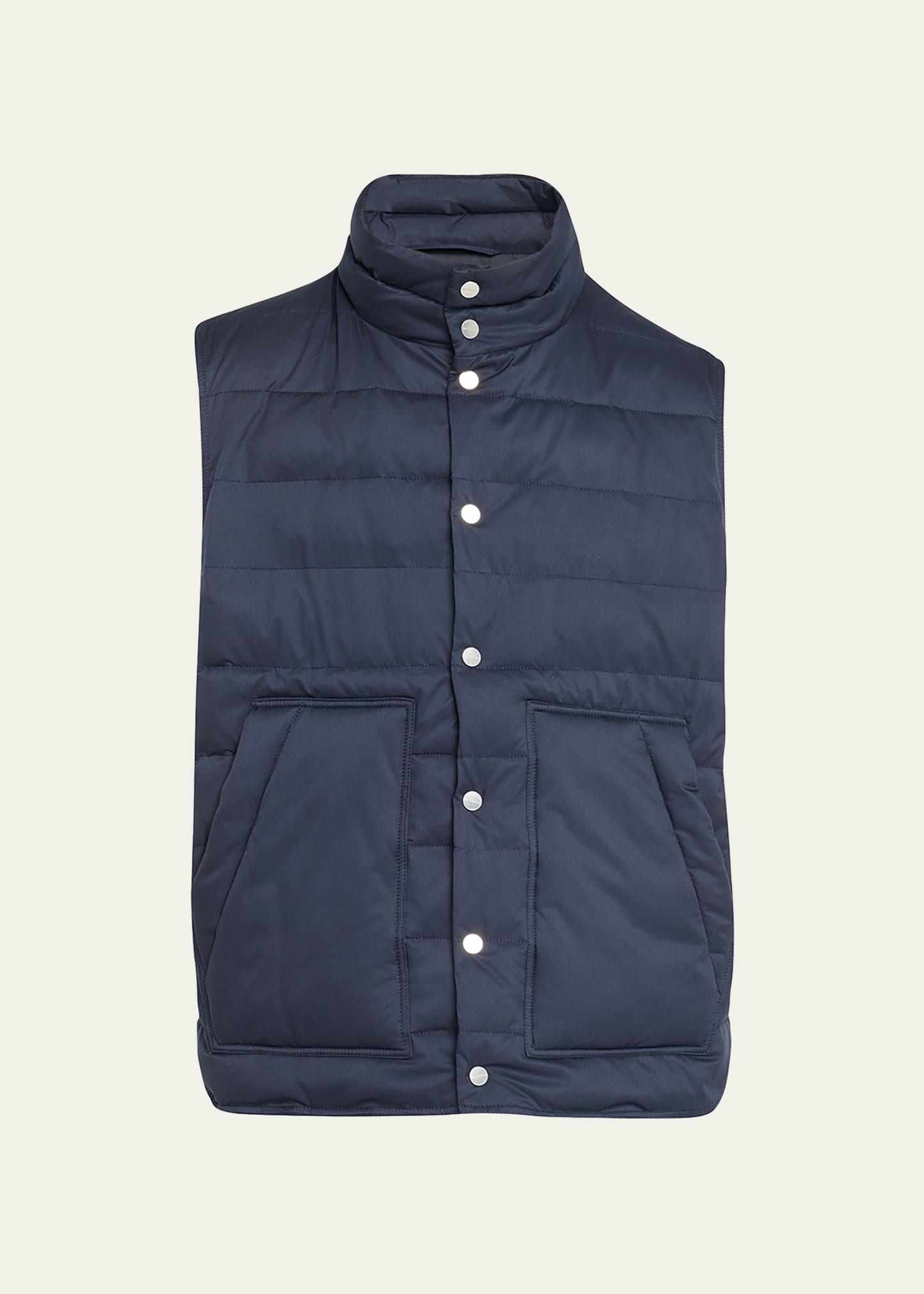 Kiton Men's Navy Quilted Puffer Vest