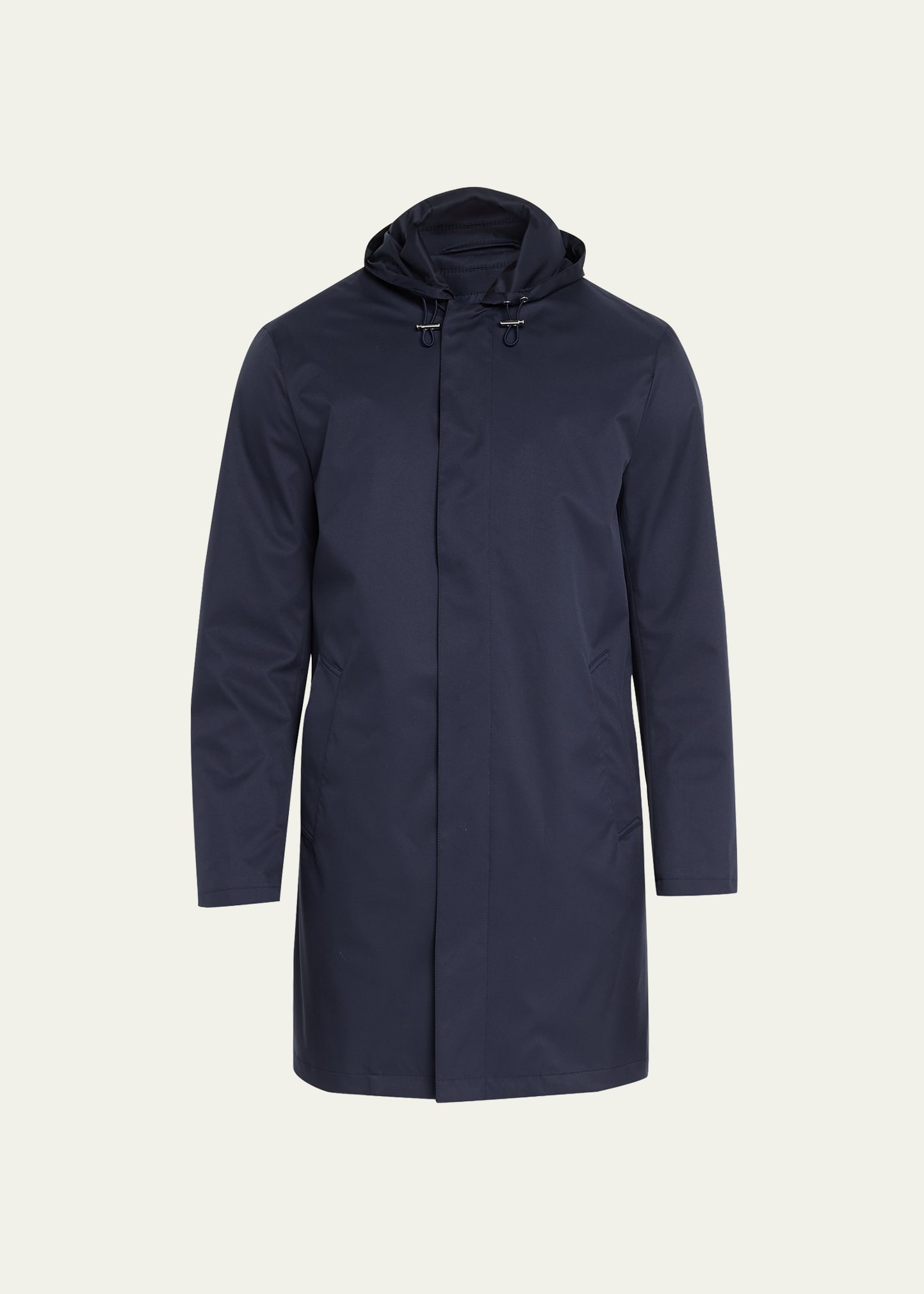 Kiton Men's 4-layer Raincoat With Removable Hood In Navy