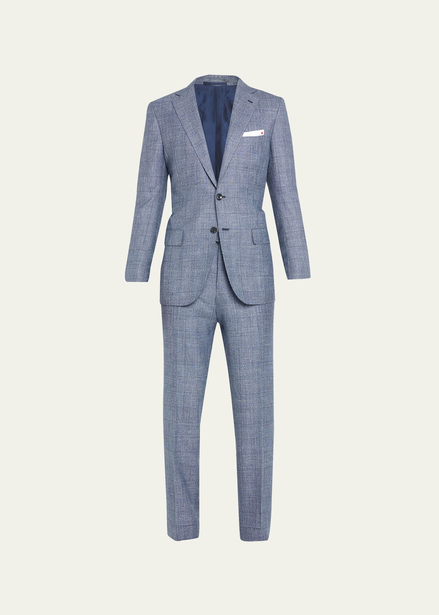 Kiton Men's Textured Plaid Suit In Navy Mult