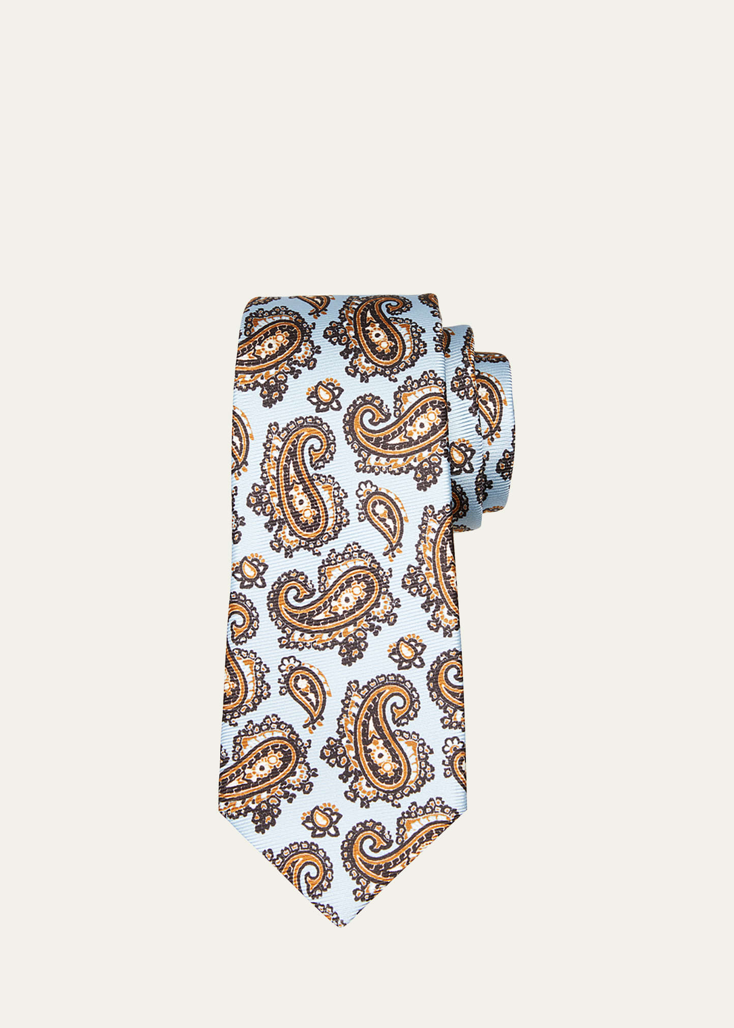 Kiton Men's Paisley-print Silk Tie In Rust Mult