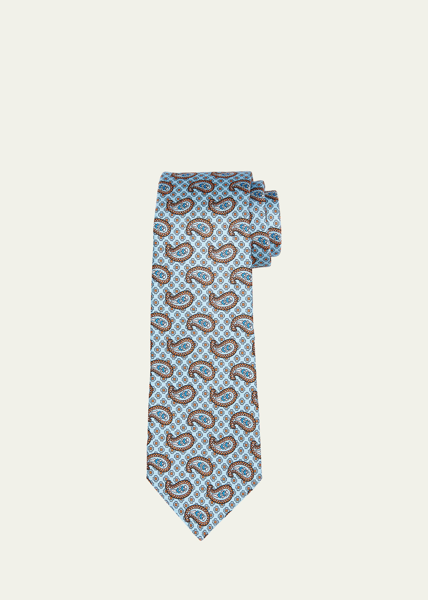 Kiton Men's Paisley-print Silk Tie In Orng Mult