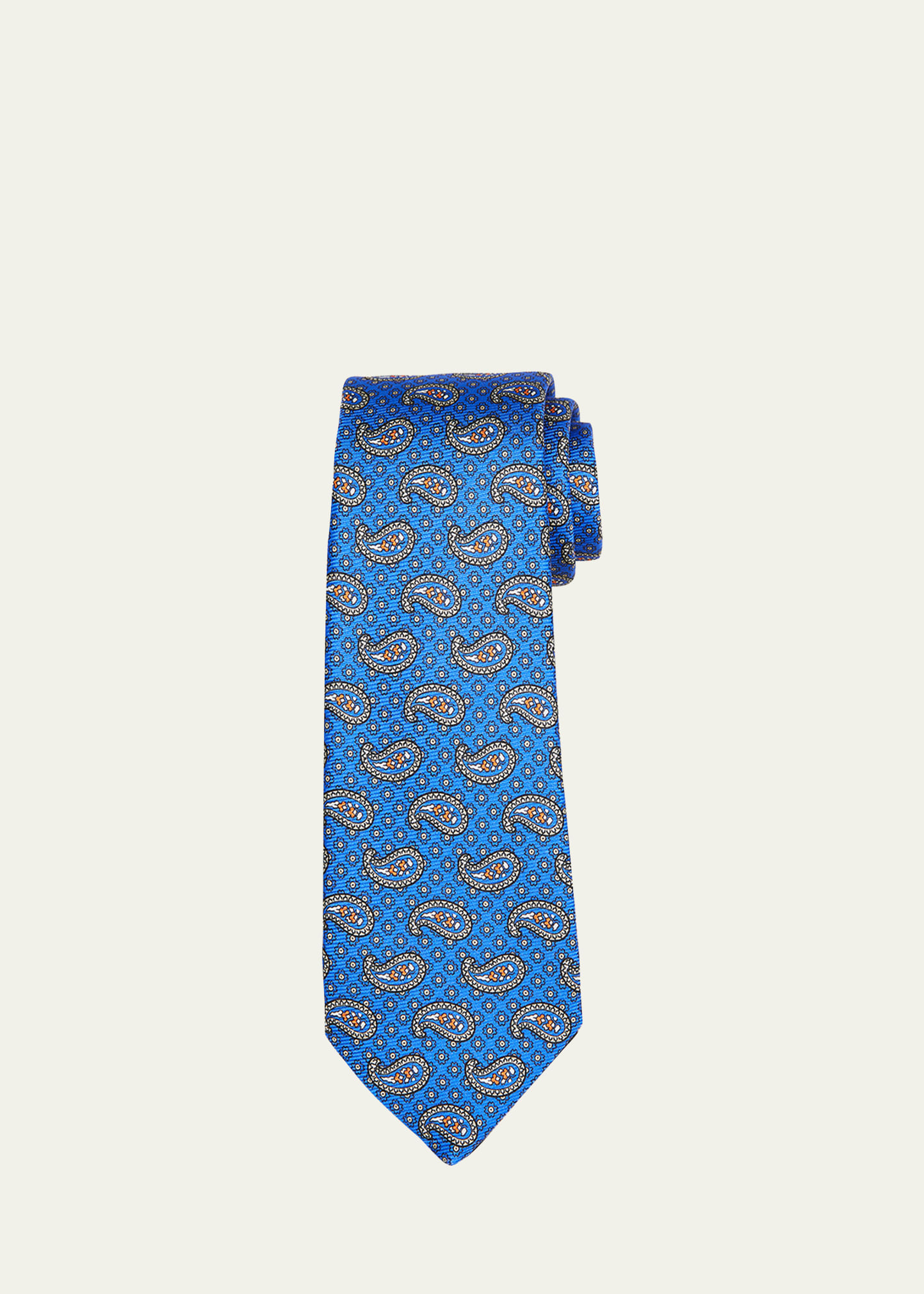 Kiton Men's Paisley-print Silk Tie In Lt Blu Mult