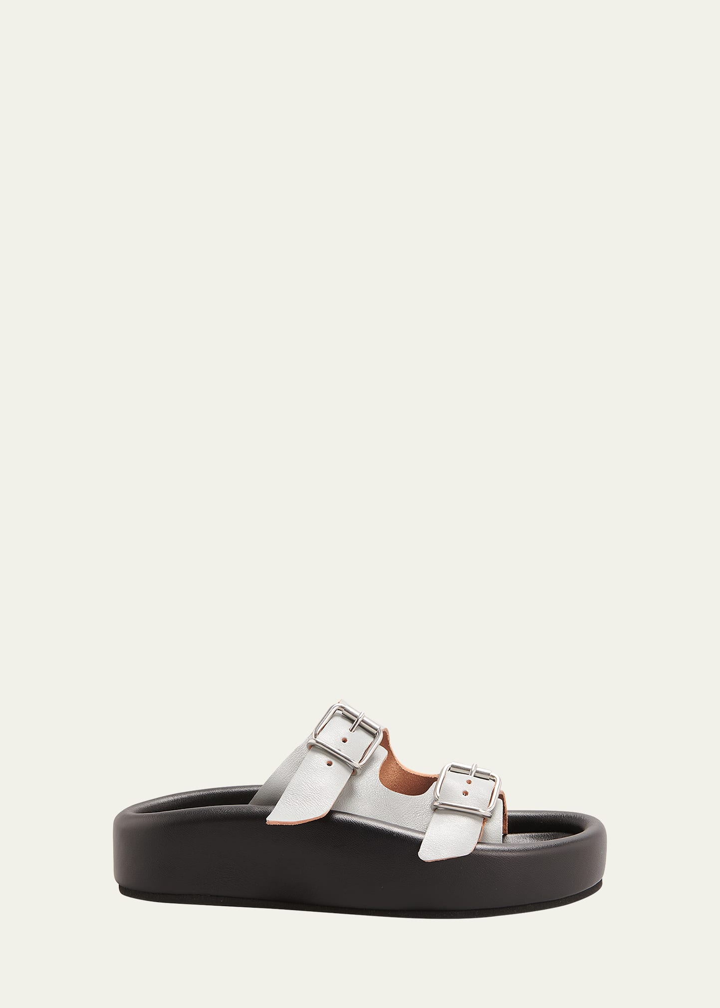 Mm6 Maison Margiela Two-buckle Slide Sandals In Black/grey