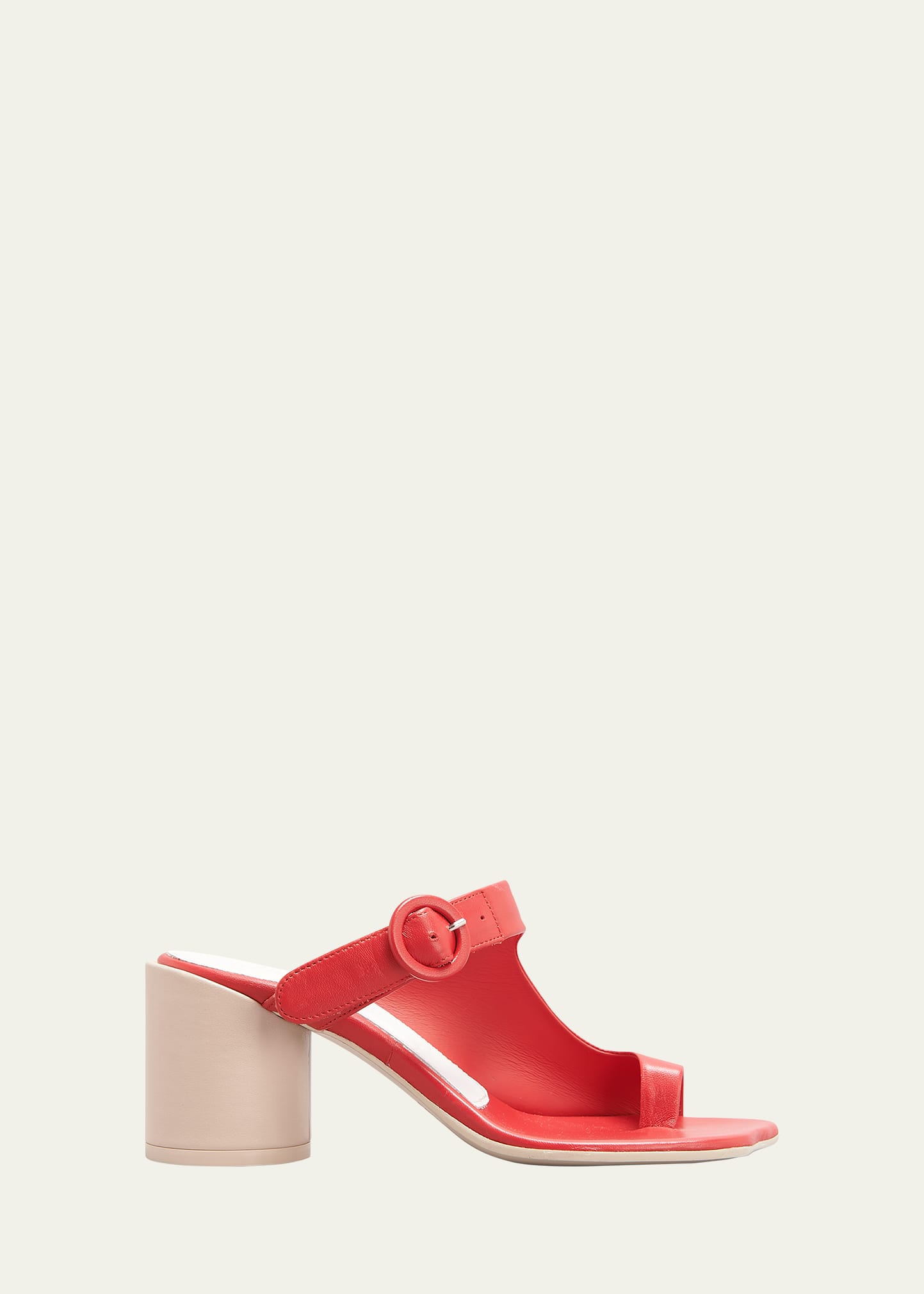 Mm6 Maison Margiela Leather Block-heel Buckle Sandals In Red