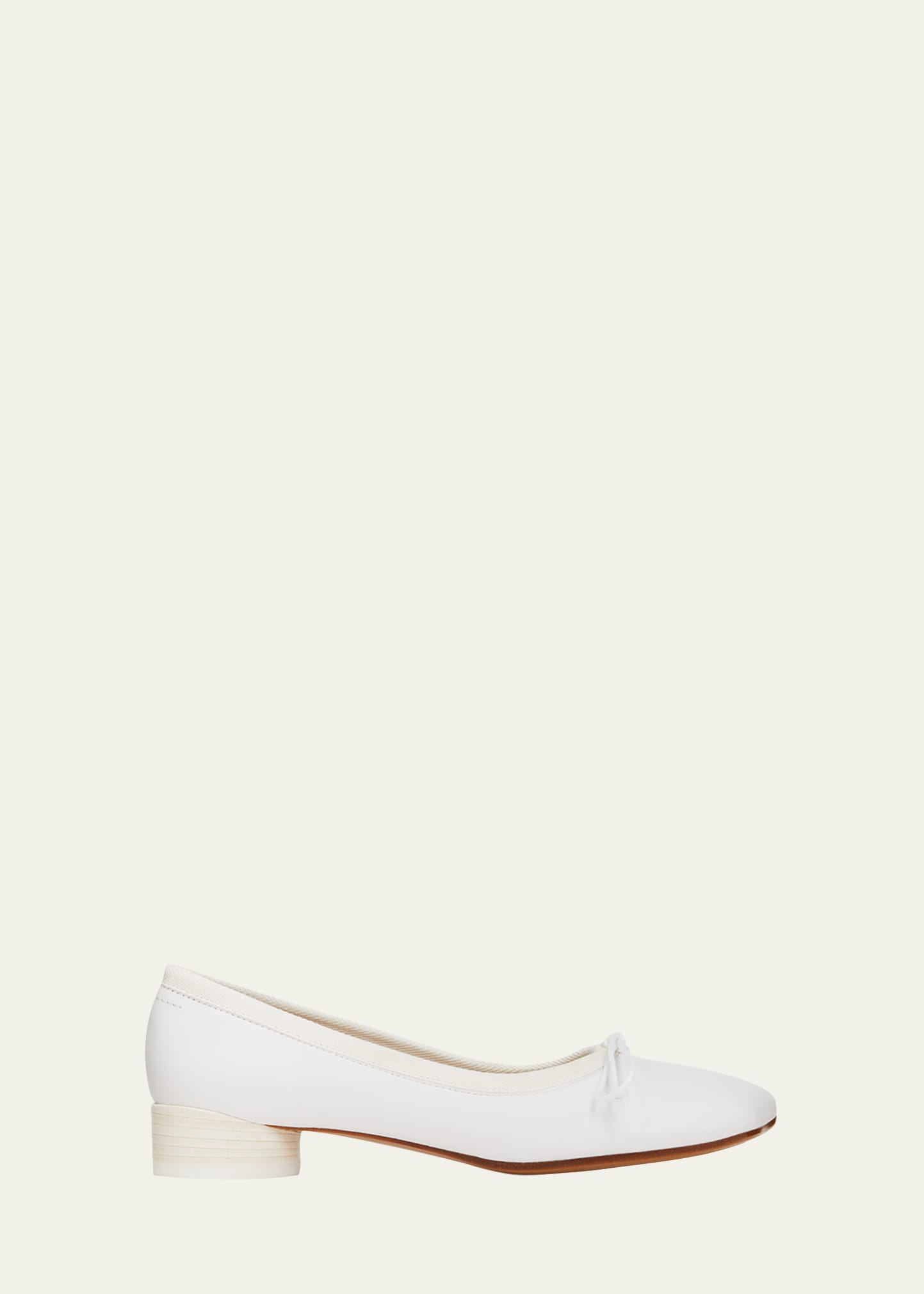 Shop Mm6 Maison Margiela Leather Bow Ballerina Flats In Light/whit