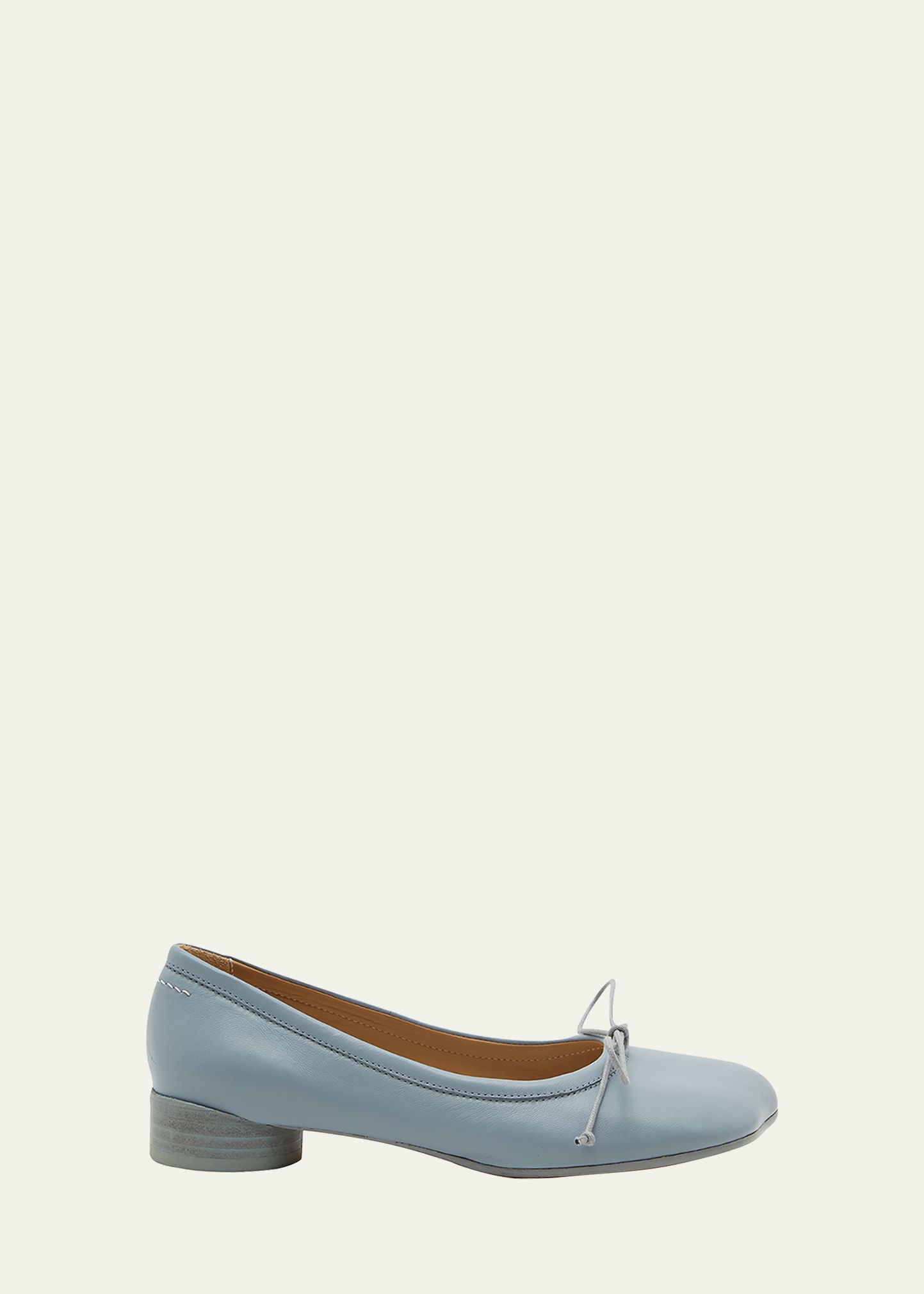 Mm6 Maison Margiela Leather Bow Ballerina Flats In Greyblue