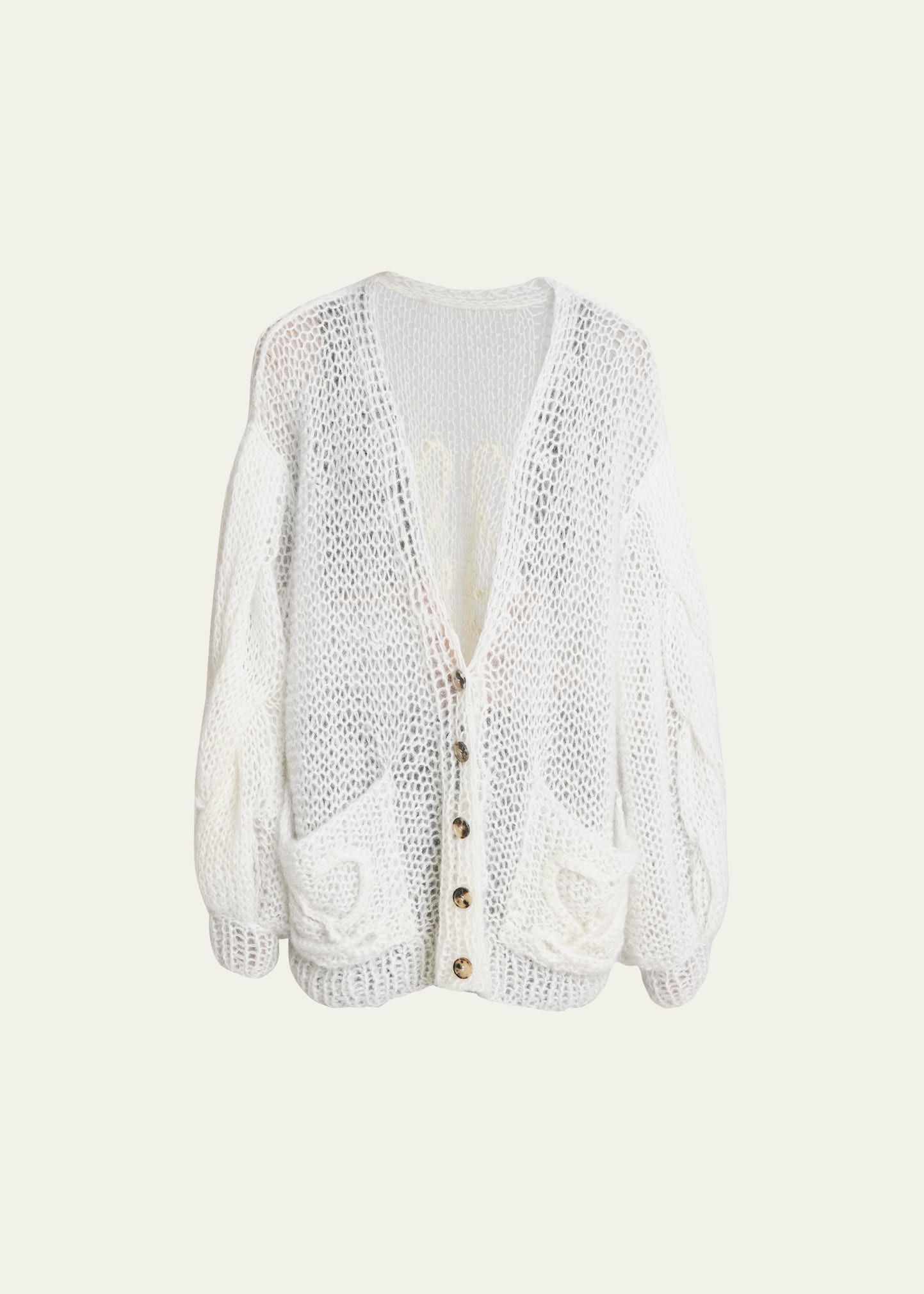 Loewe Mohair Oversize Anagram Cardigan In Ecru