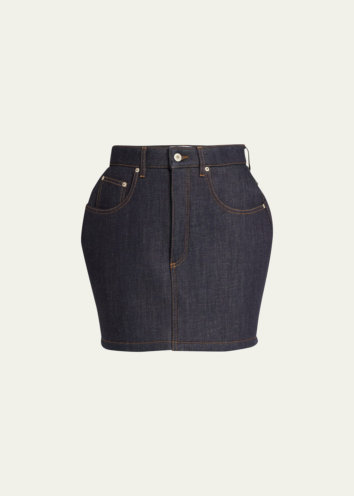 Loewe Curved Mini Denim Skirt In Raw Denim | ModeSens