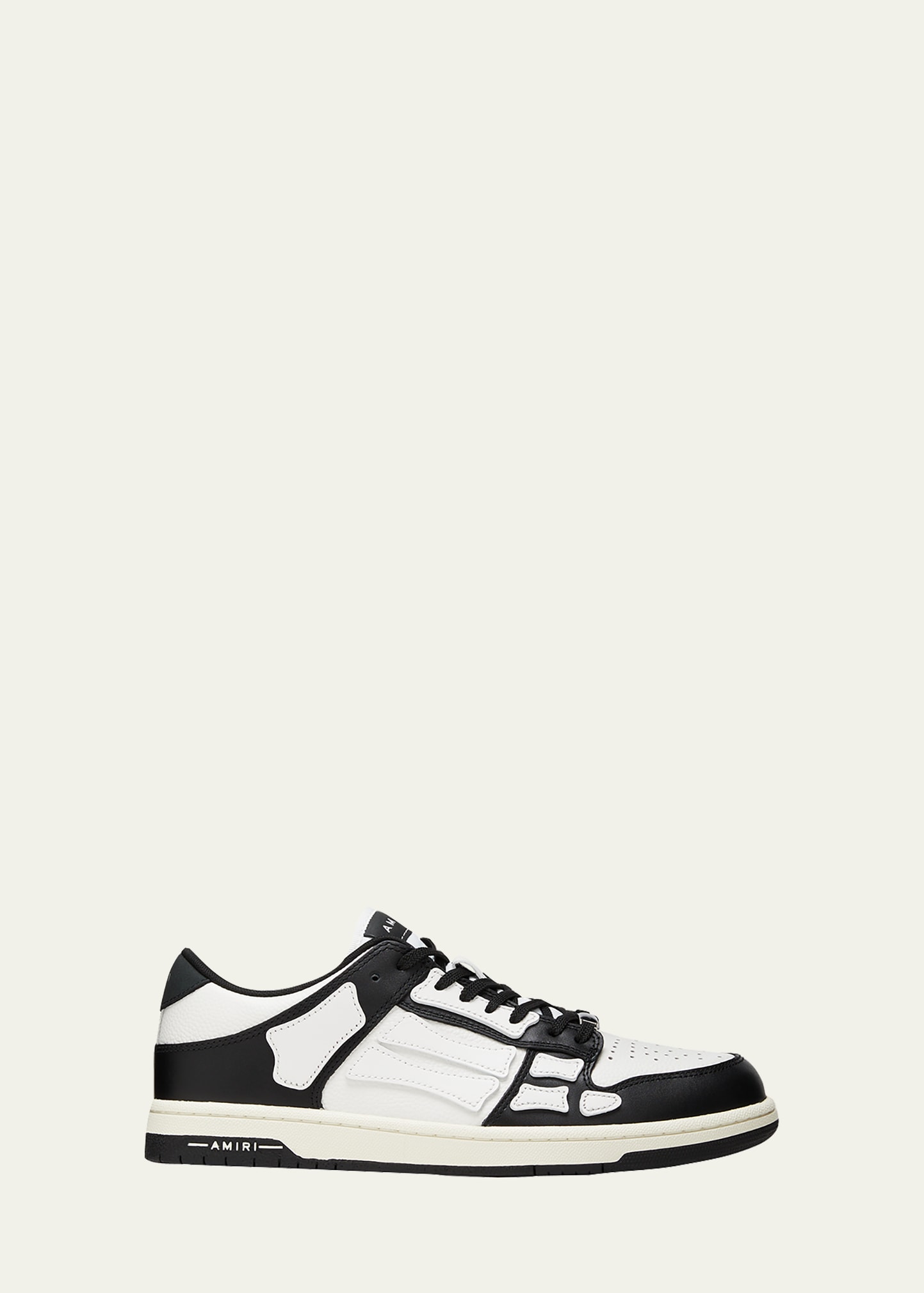 Amiri Men's Skel Bicolor Leather Low-top Sneakers In Black White