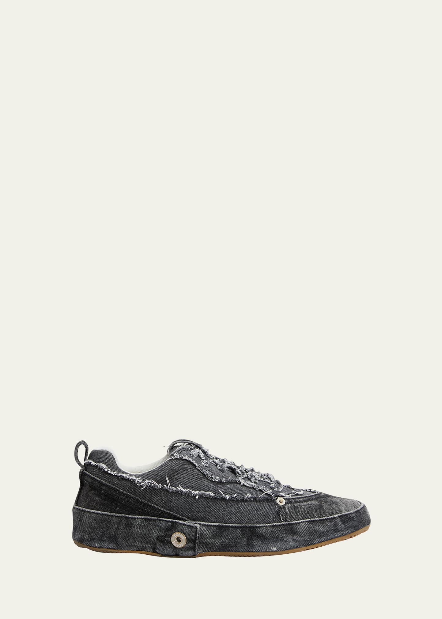 Loewe Men's Deconstructed Denim Low-top Sneakers In Washed Gre