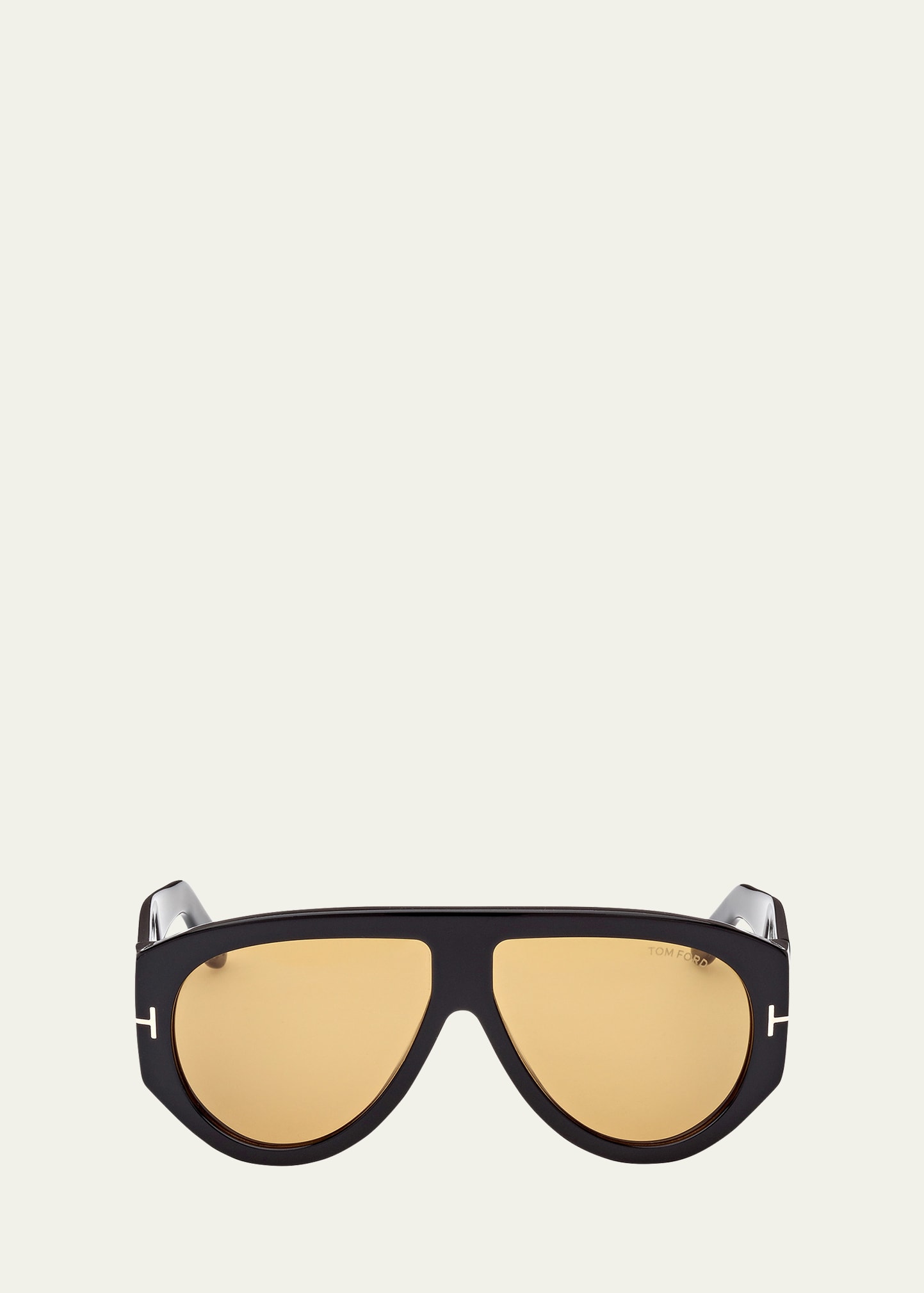 Tom Ford T-monogram Round Acetate Sunglasses In Sblk/brn