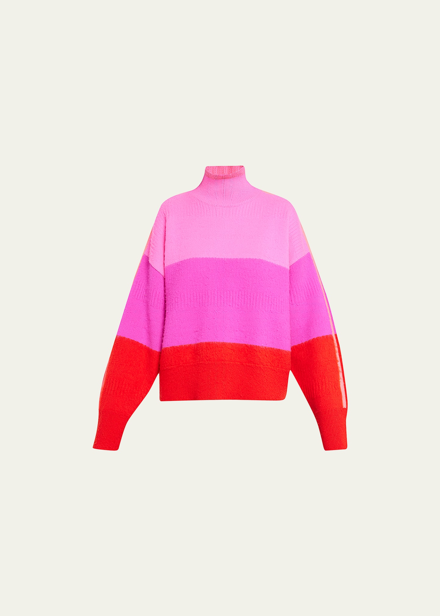 Colorblock Oversized Wool Turtleneck Sweater