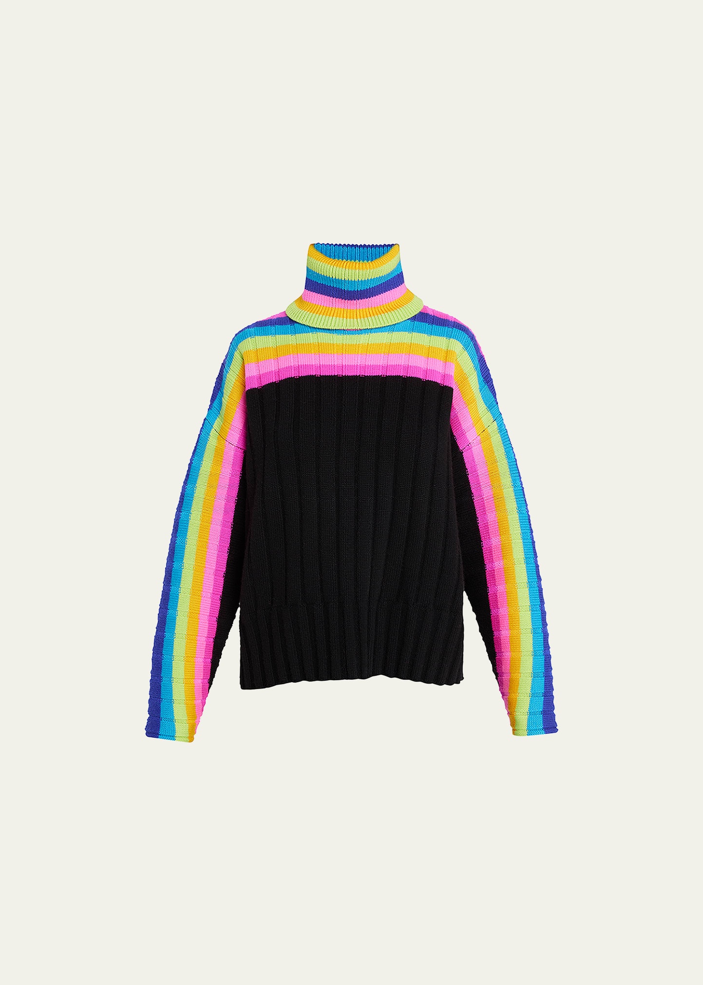 Rainbow Striped Wool Turtleneck Sweater