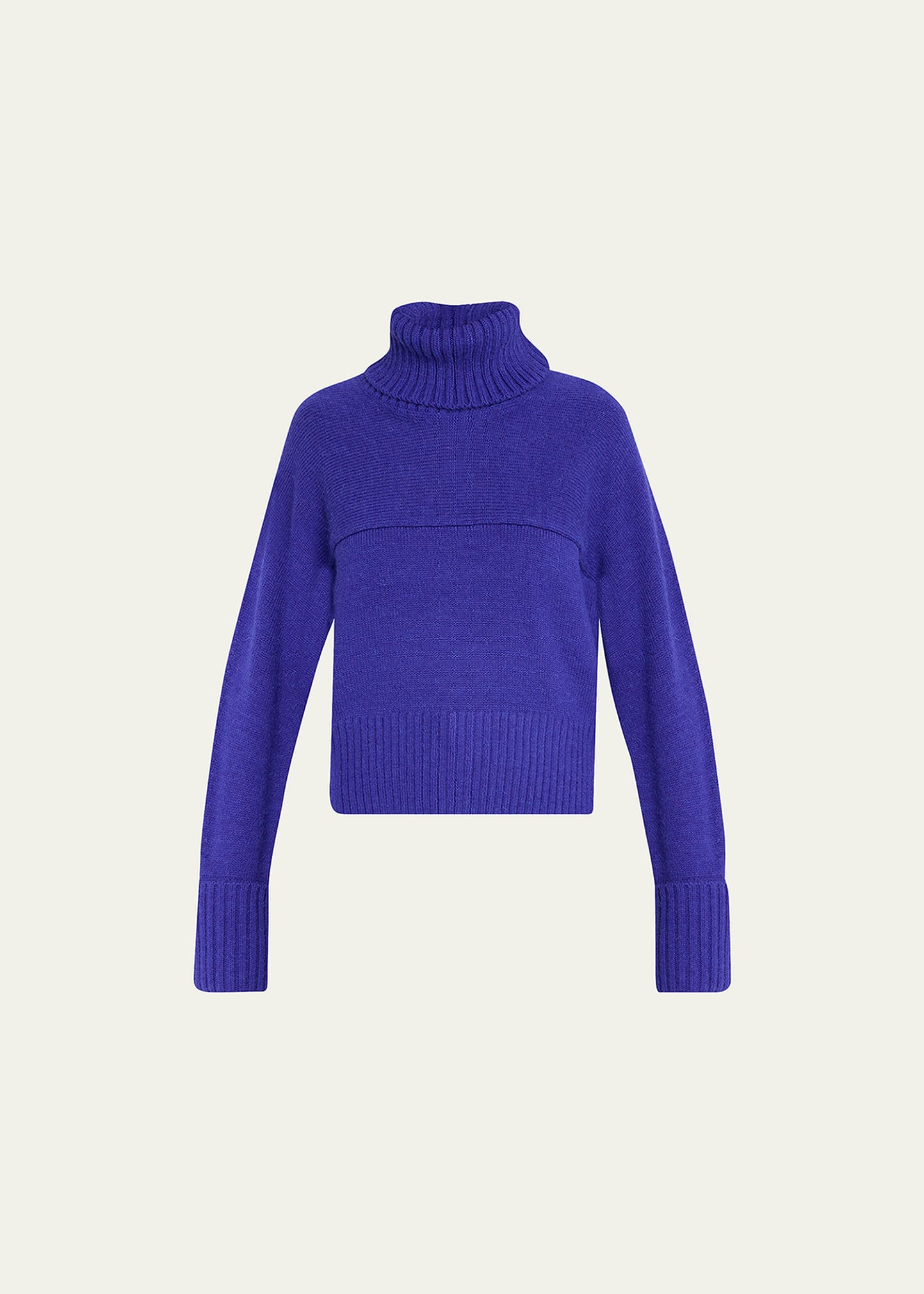 Cropped-Cuff Wool Turtleneck Sweater