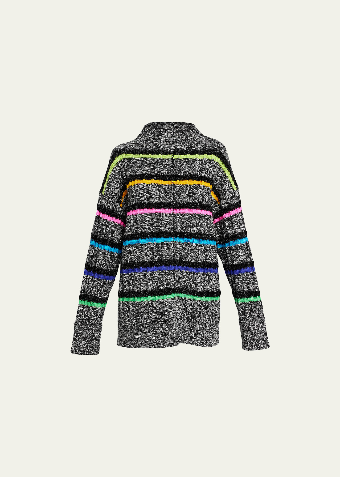 Rainbow Metallic Stripe Oversized Marled Wool Sweater