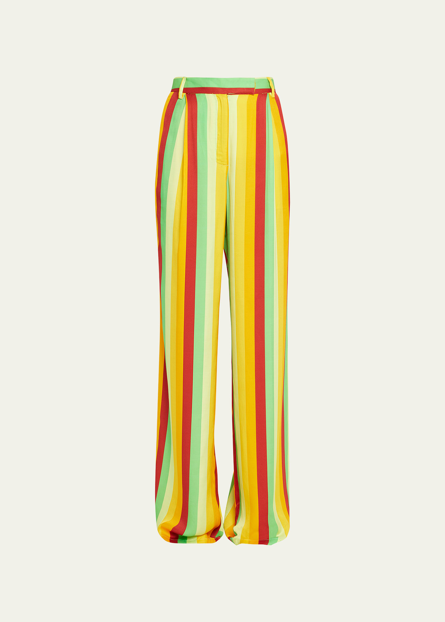 Wide Stripe Pleated Wide-Leg Trousers