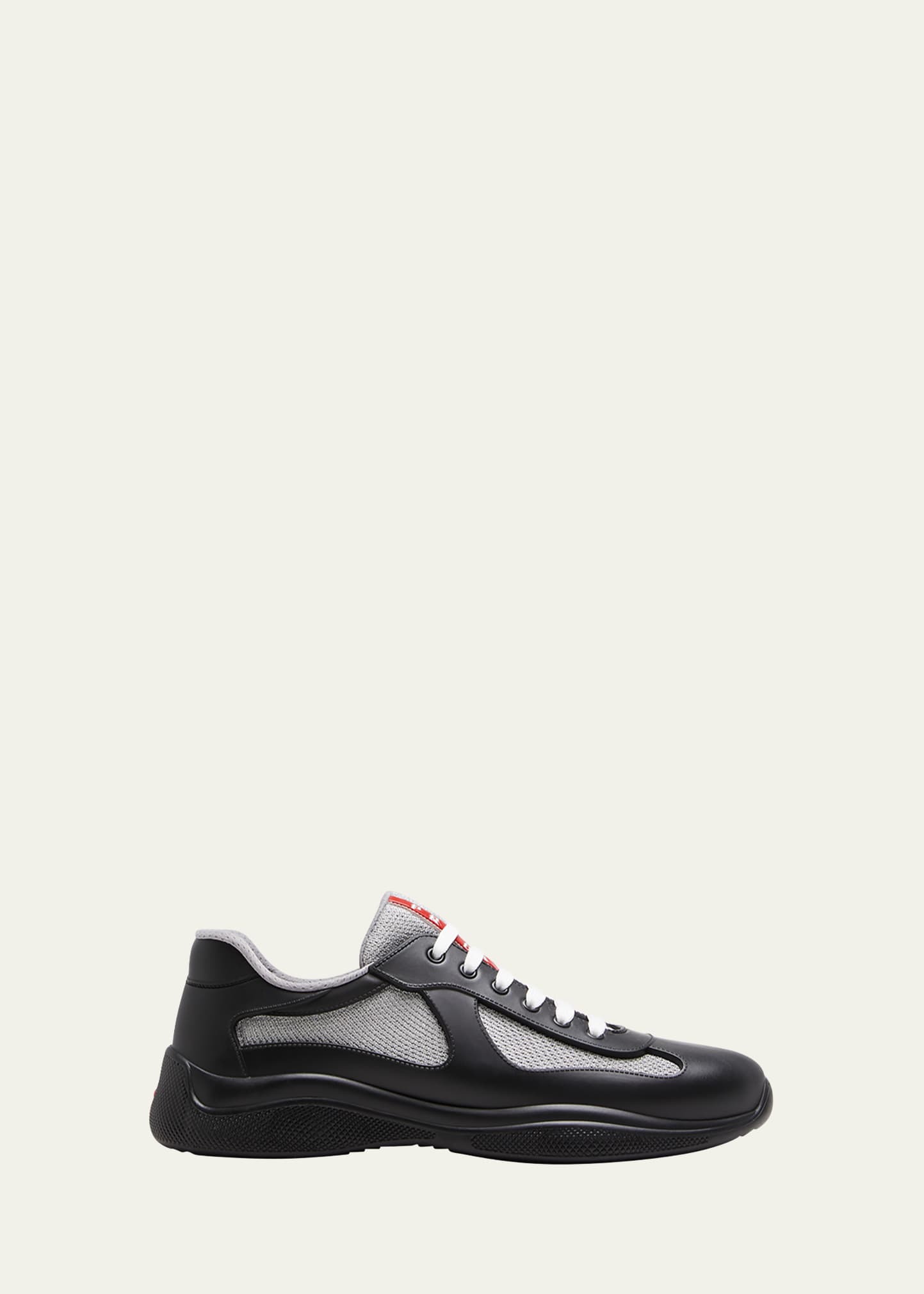 Prada Round Head Lacing Casual Shoes In F0002 Nero