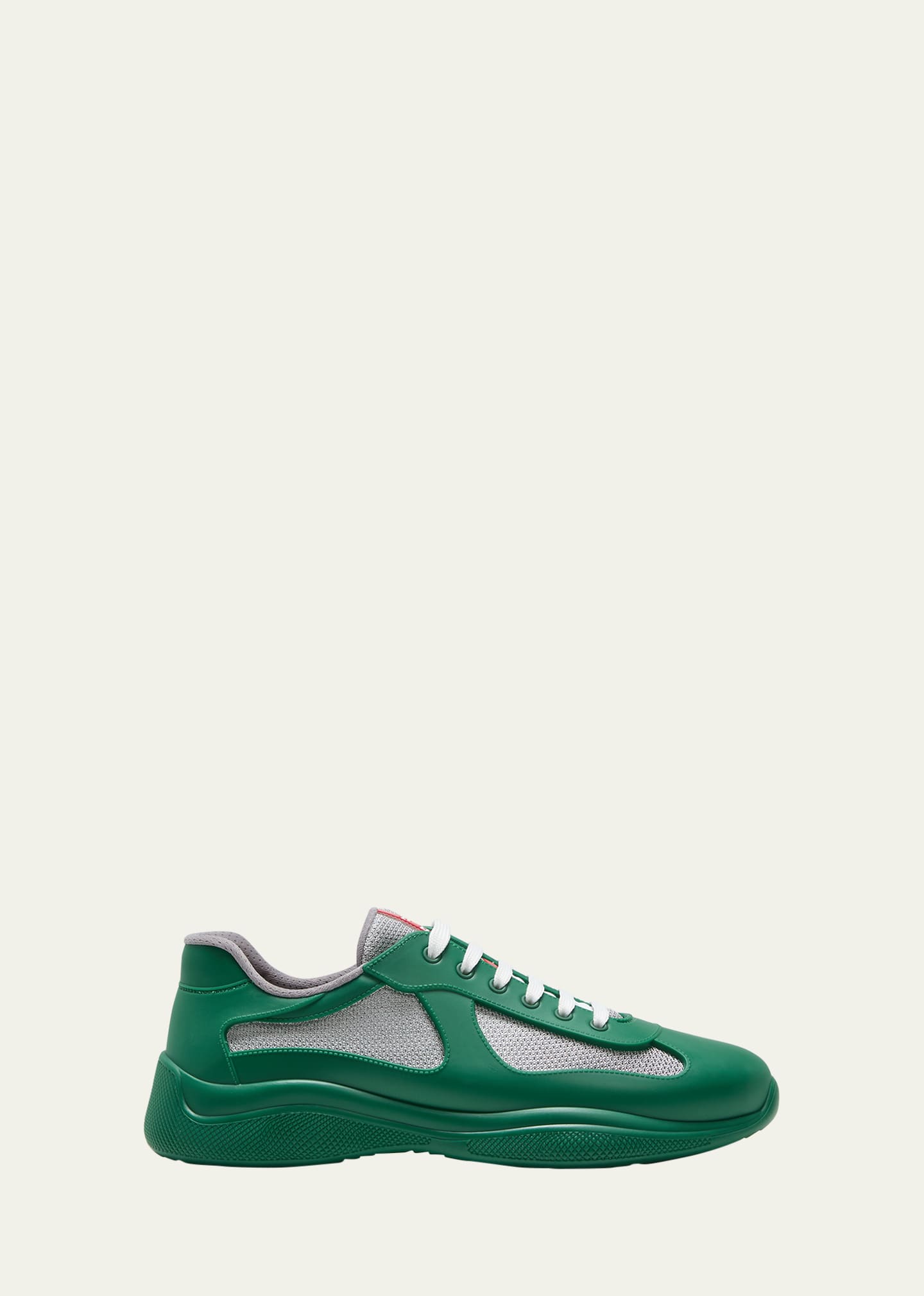 Shop Prada Men's Americas Cup Rubber Trainer Sneakers In Green
