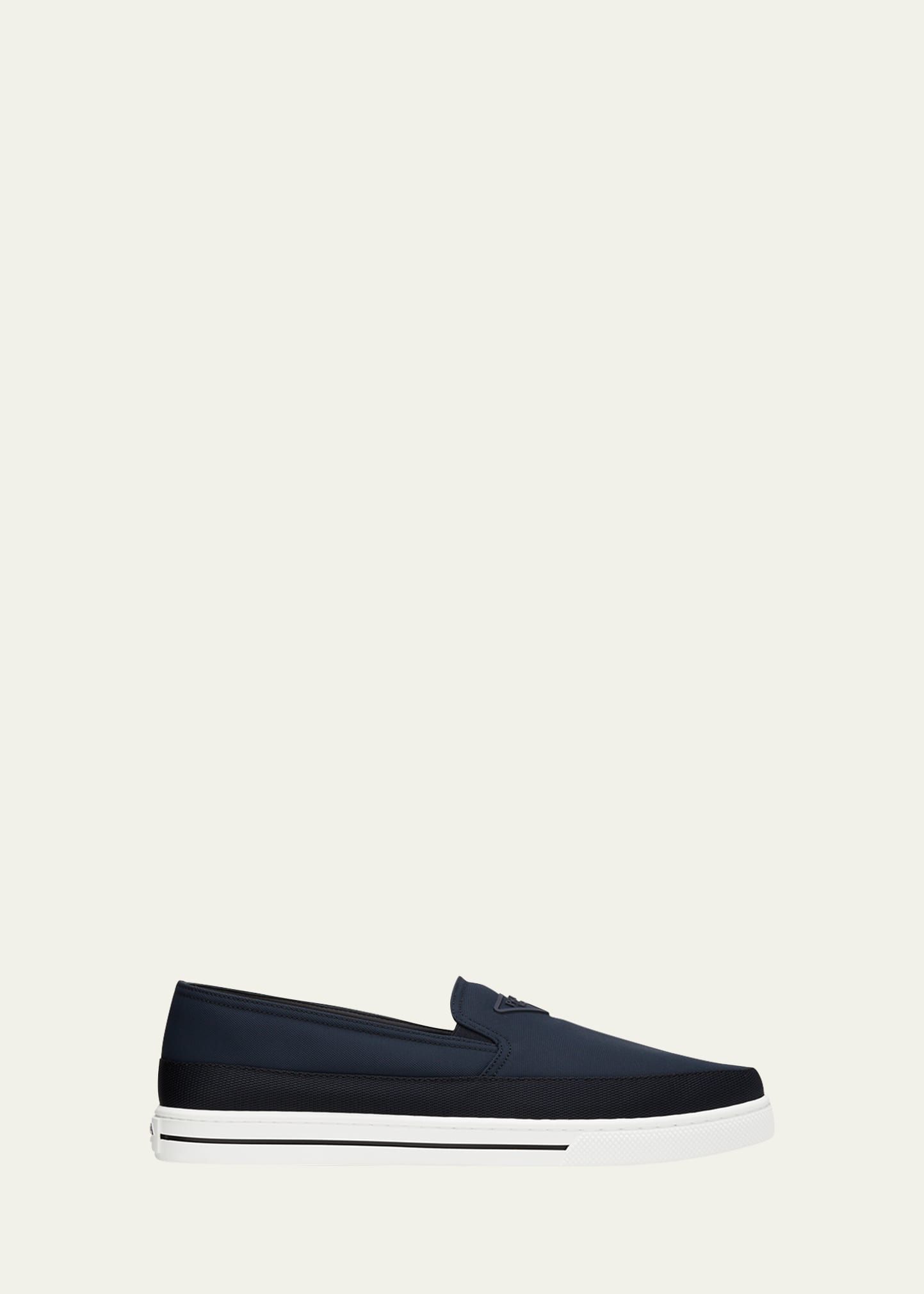 Men's Triangle Logo Nylon Slip-On Loafers