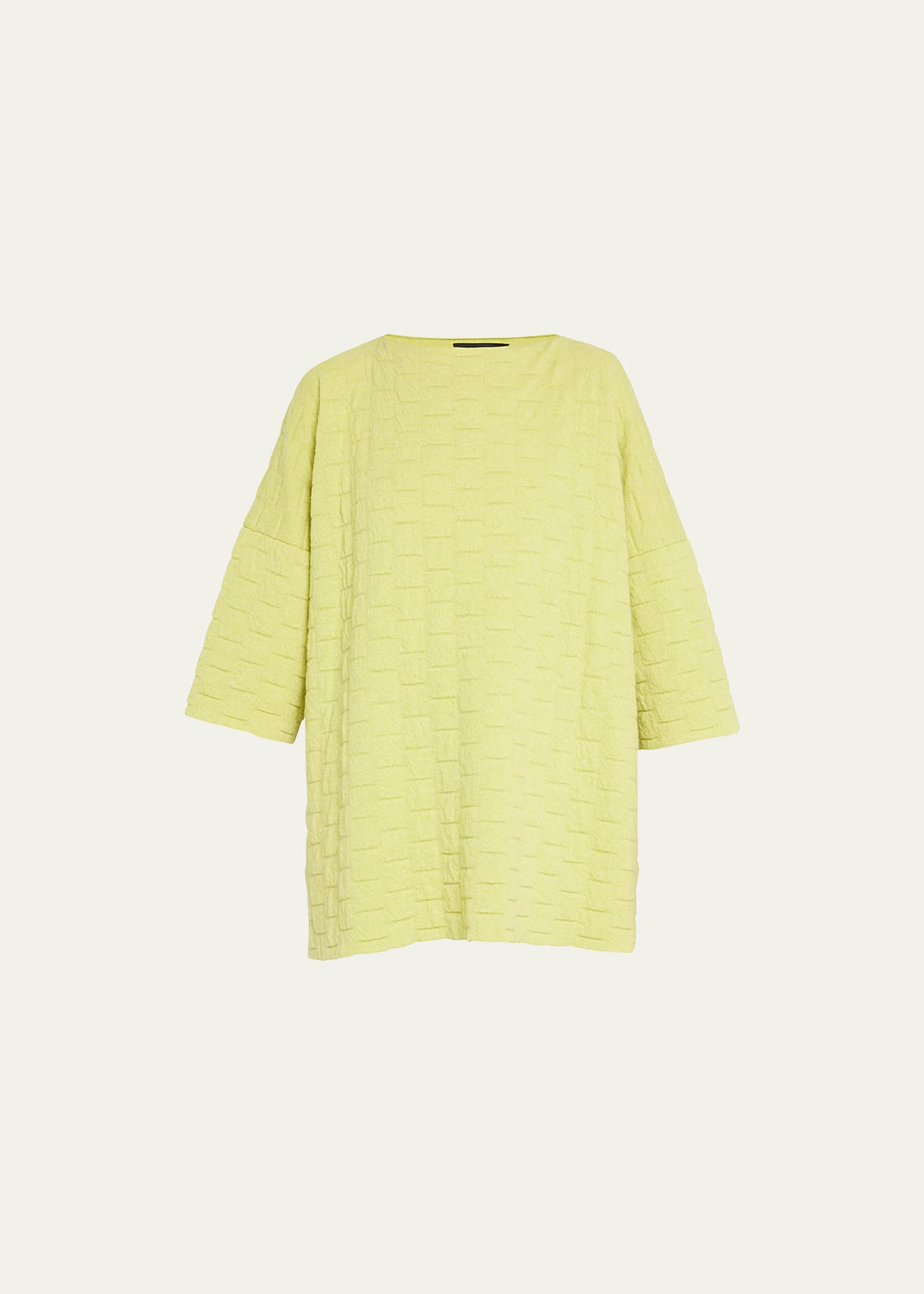 Square Three Quarter-Sleeve Cashmere Top (Long Length)