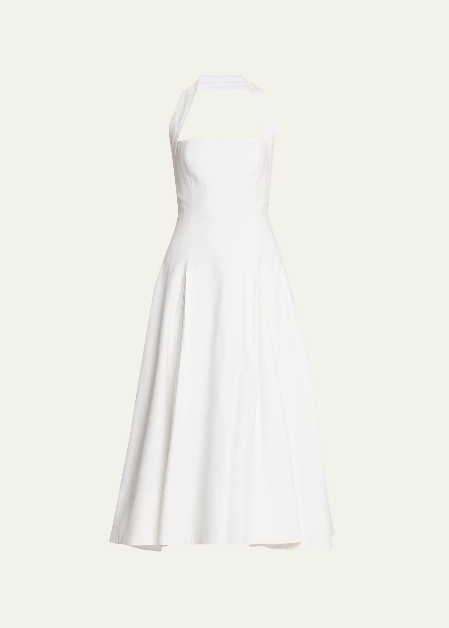 Khaite Lalita Pleated Cotton-blend Twill Halterneck Midi Dress In White