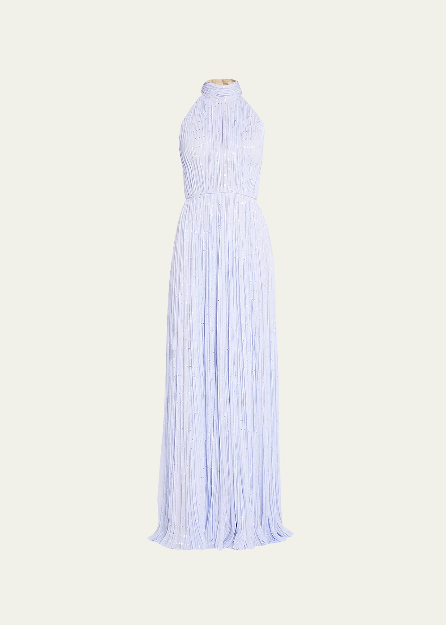 Lurex Pleated Halter Pleating Gown