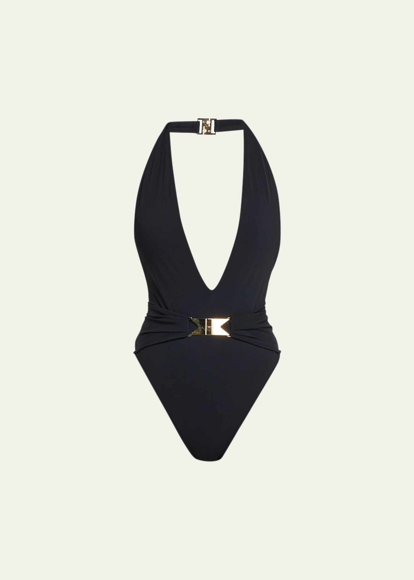 Alaïa Open-back One-piece Swimsuit In Noir Alaia