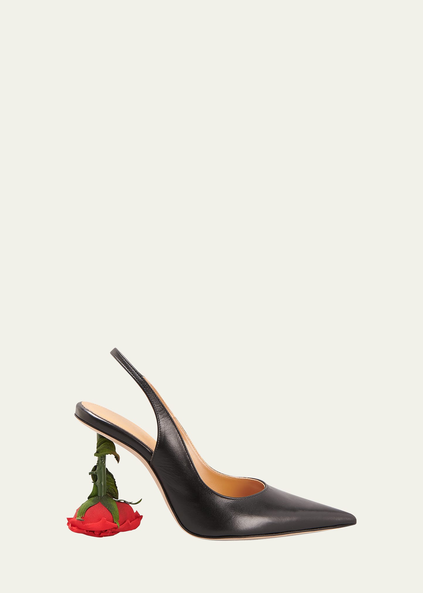LOEWE LEATHER ROSE-HEEL SLINGBACK PUMPS