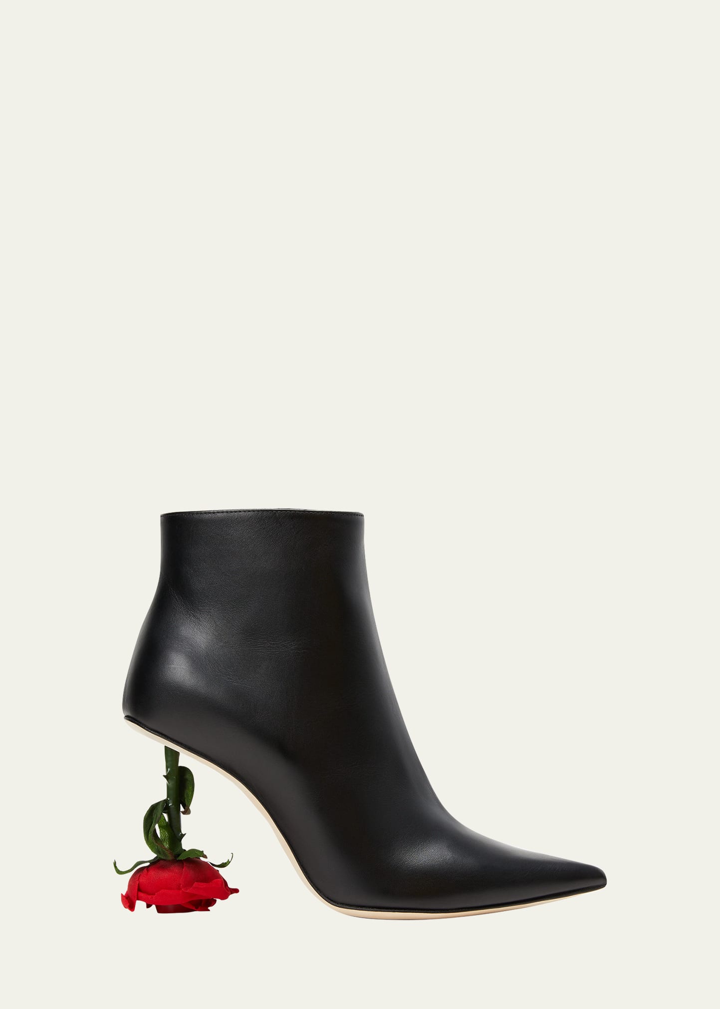 LOEWE LEATHER ROSE-HEEL ANKLE BOOTS