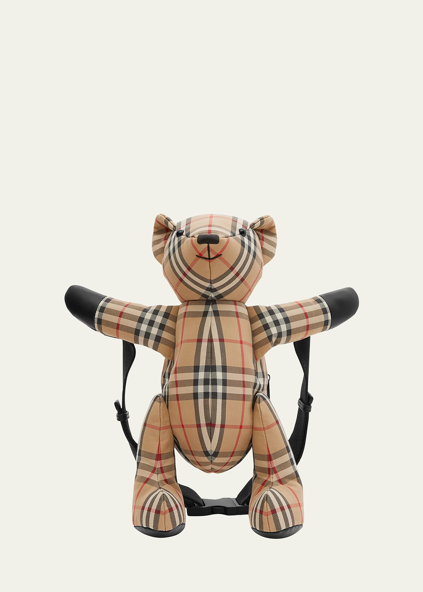 Burberry Kid's Exaggerated Check Thomas Bear Bum Bag In Archive Beige