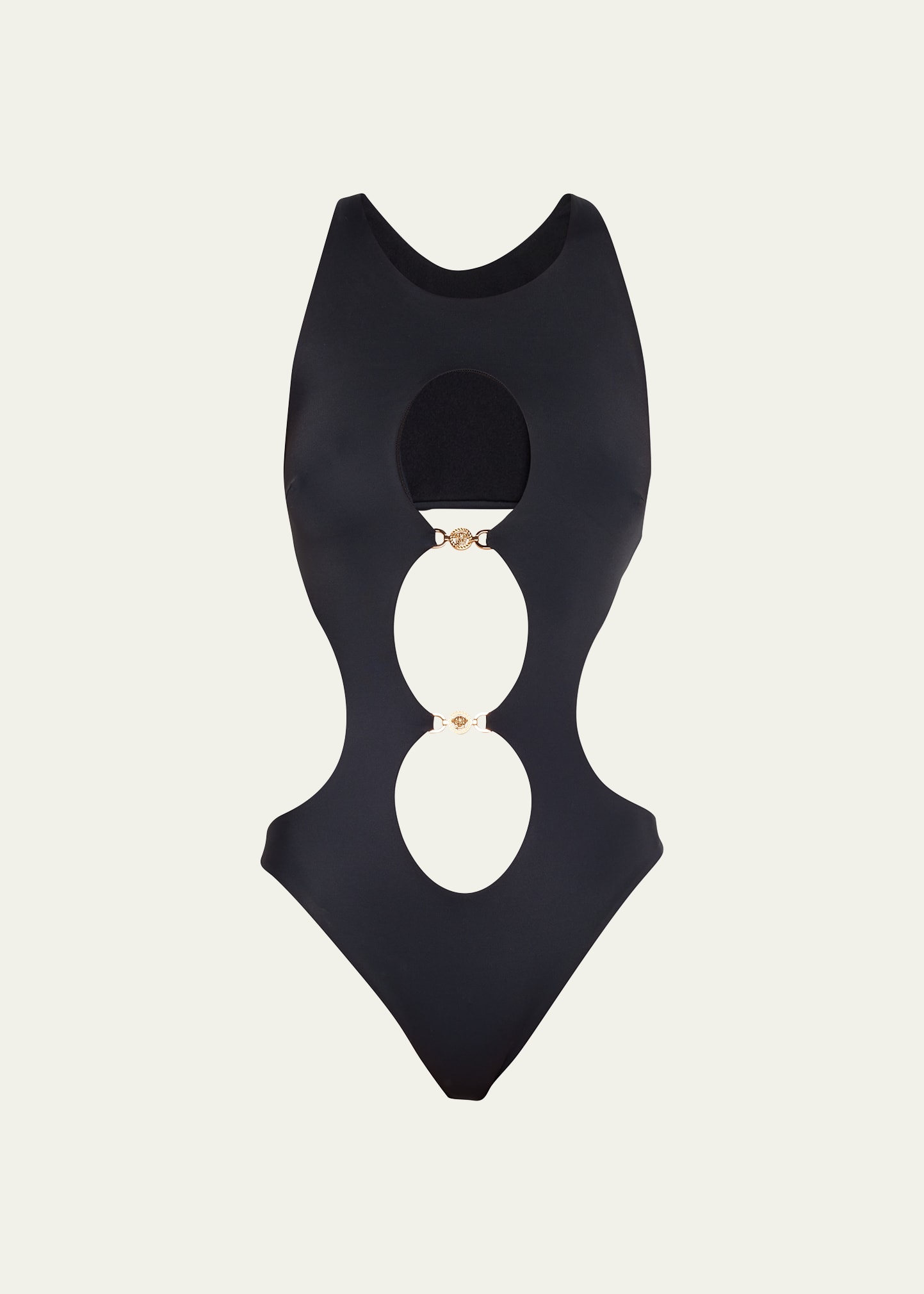 Shop Versace Medusa Cutout One-piece Swimsuit In Black