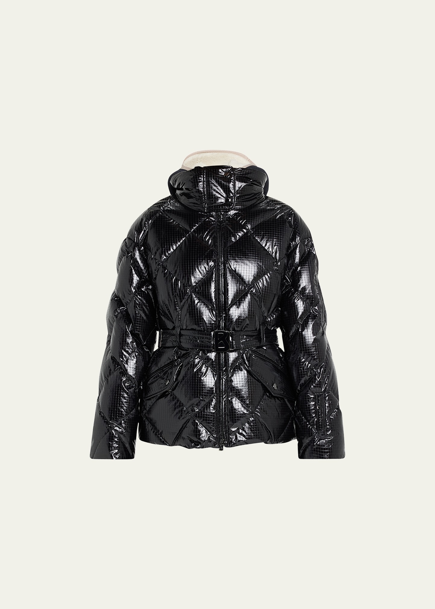 Bogner Amara-ld Belted Quilted Glossed-ripstop Down Ski Jacket In Black
