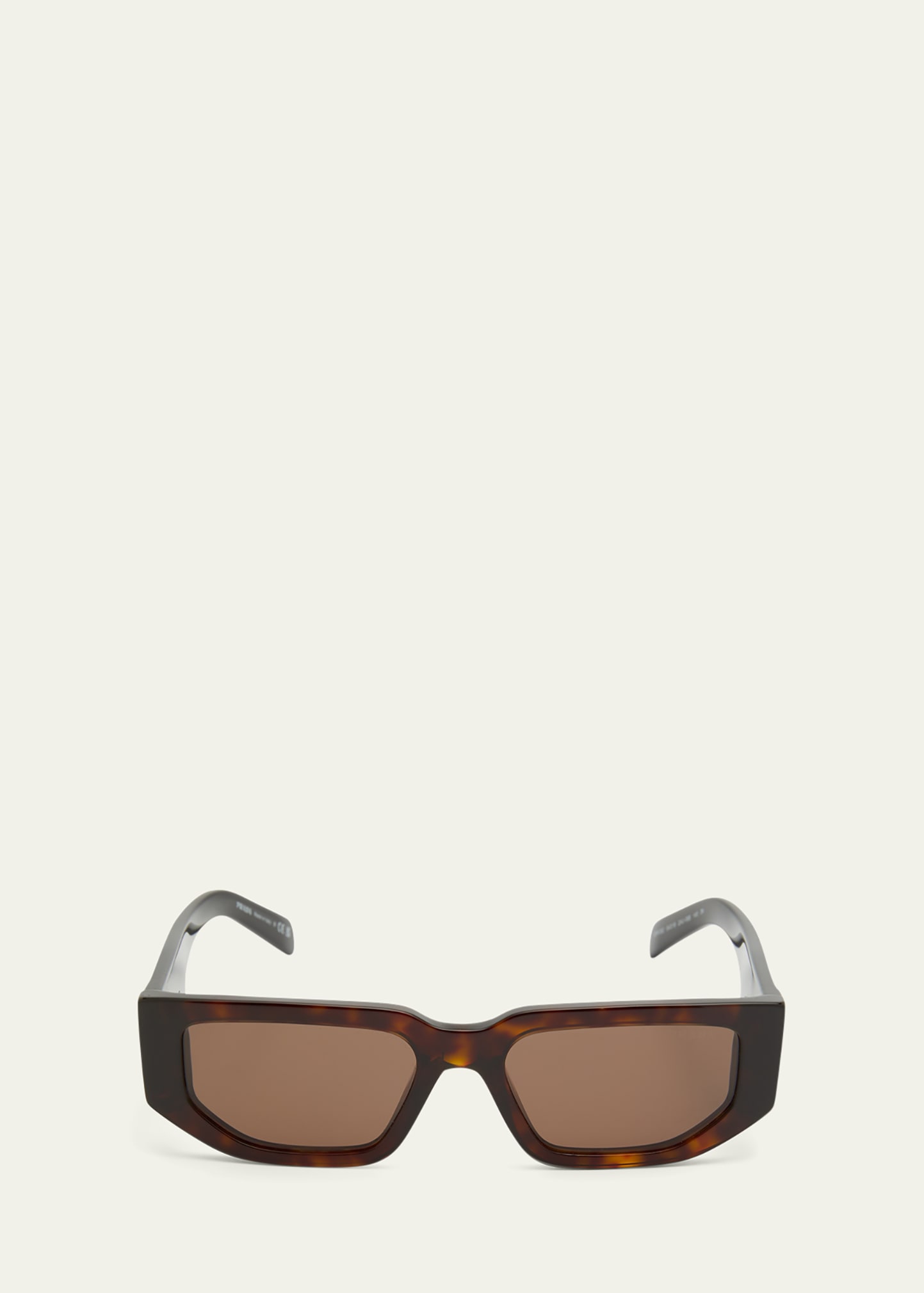 Prada Men's Triangle Logo Bicolor Rectangle Sunglasses In Tortoise