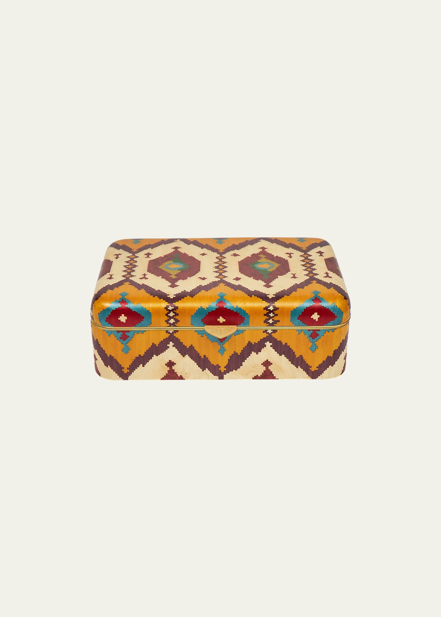 Silk Road Marquetry Box With Ikat Pattern